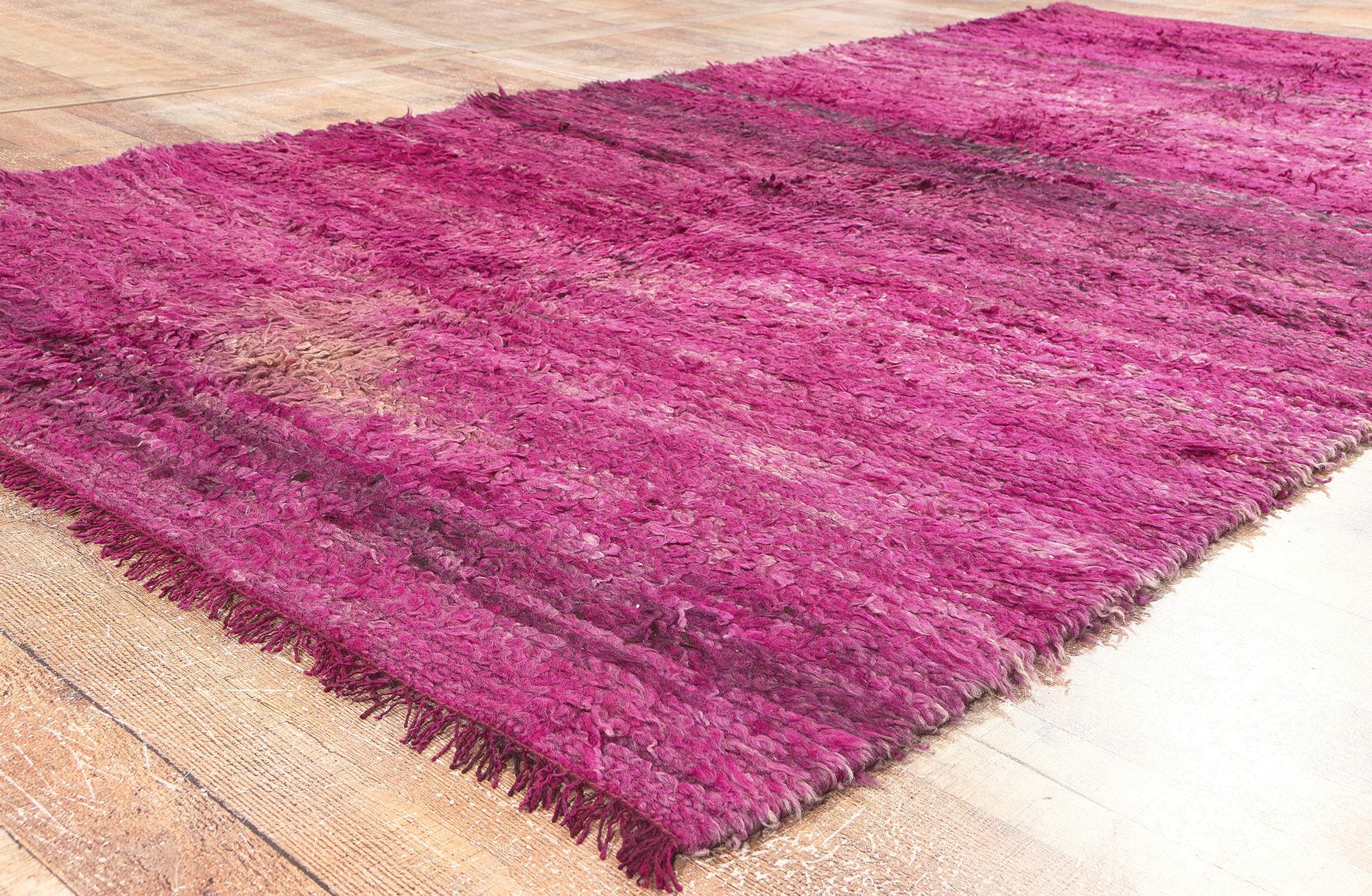 Reversible Vintage Beni MGuild Moroccan Rug, Boho Meets Abstract Expressionism In Good Condition For Sale In Dallas, TX