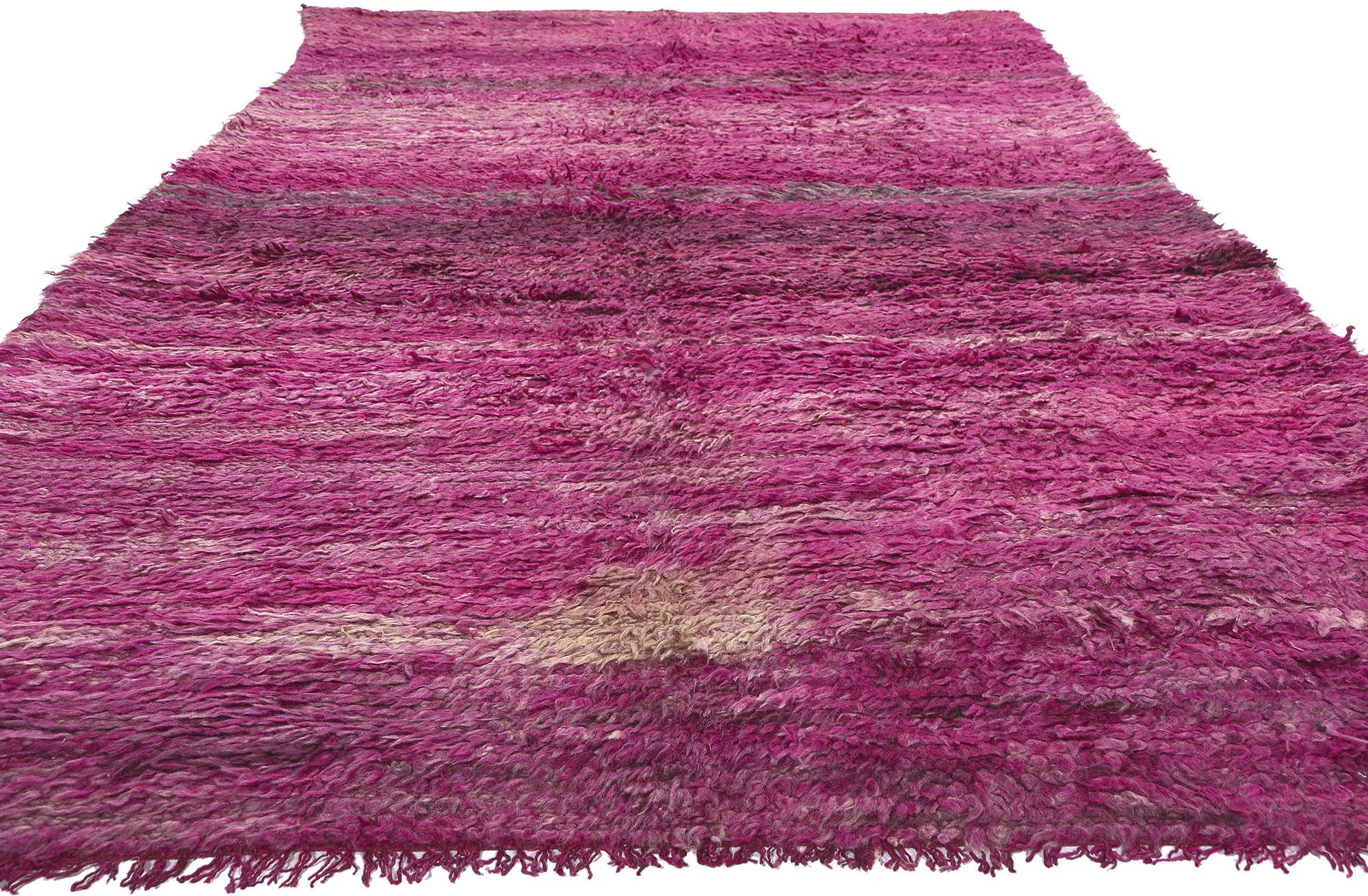 Reversible Vintage Beni MGuild Moroccan Rug, Boho Meets Abstract Expressionism For Sale 1