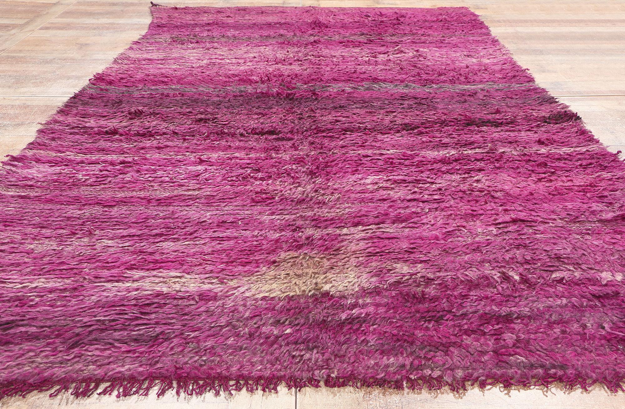 Reversible Vintage Beni MGuild Moroccan Rug, Boho Meets Abstract Expressionism For Sale 2