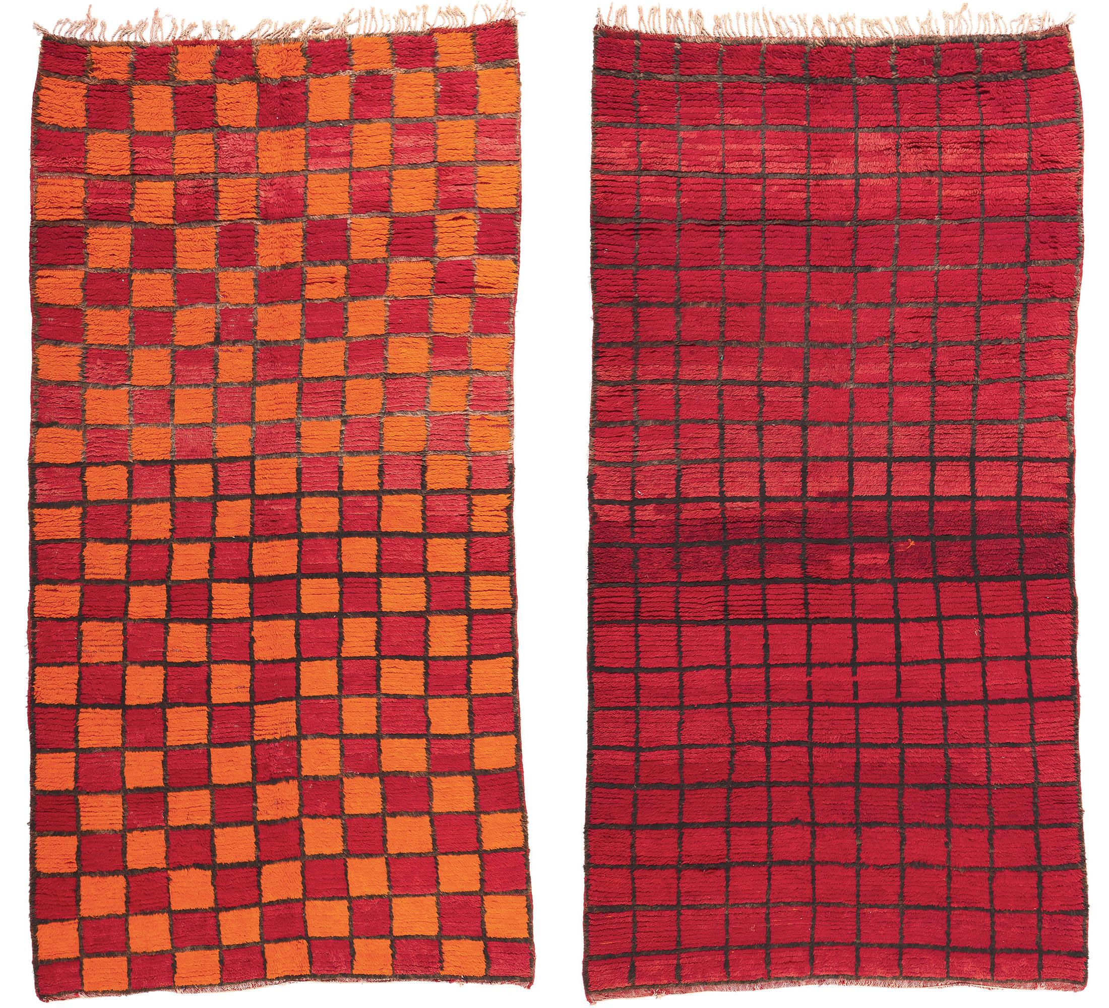 Reversible Vintage Moroccan Rug, Bauhaus Cubism Meets Tribal Enchantment For Sale 4