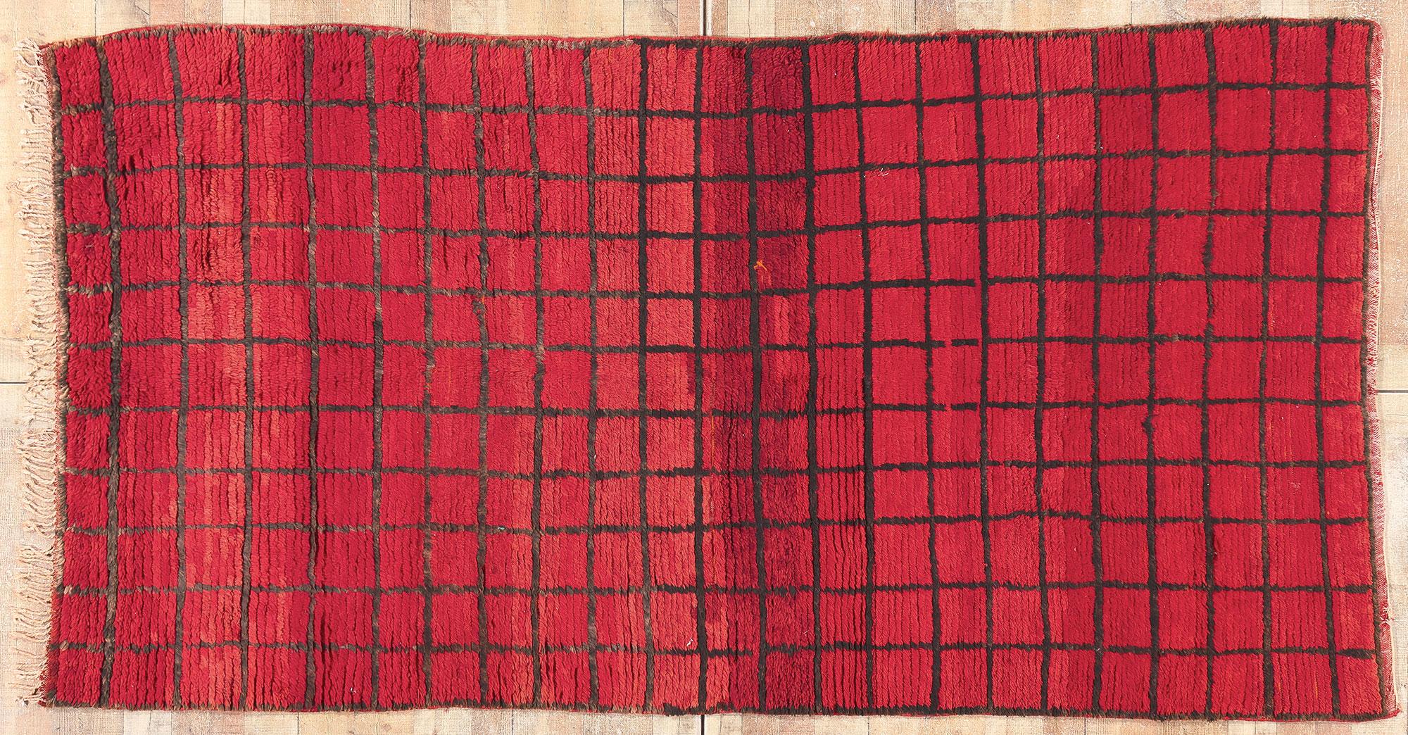 Tapis marocain vintage réversible, Bauhaus rencontre le cubisme et l'enchantement tribal en vente 9