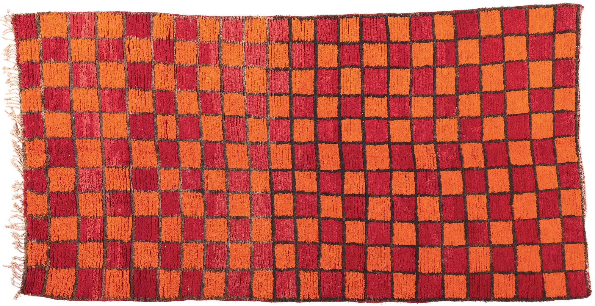 Reversible Vintage Moroccan Rug, Bauhaus Cubism Meets Tribal Enchantment For Sale 3
