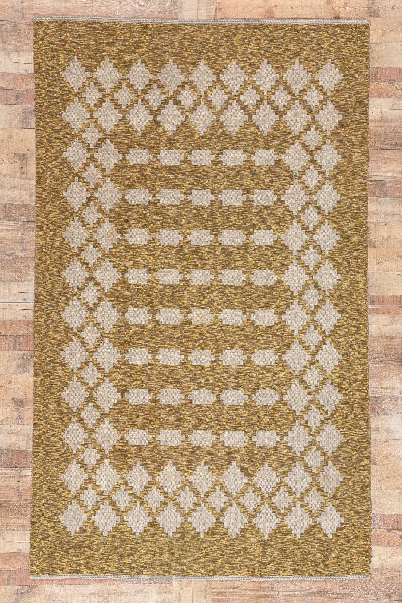 Wendbarer schwedischer Vintage-Kilim-Rollakan-Teppich, 05'11 x 09'10 im Angebot 6