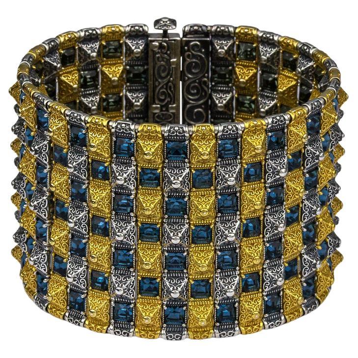 Reversible Wide Bracelet with Swarovski Crystals, Dimitrios Exclusive B365 For Sale