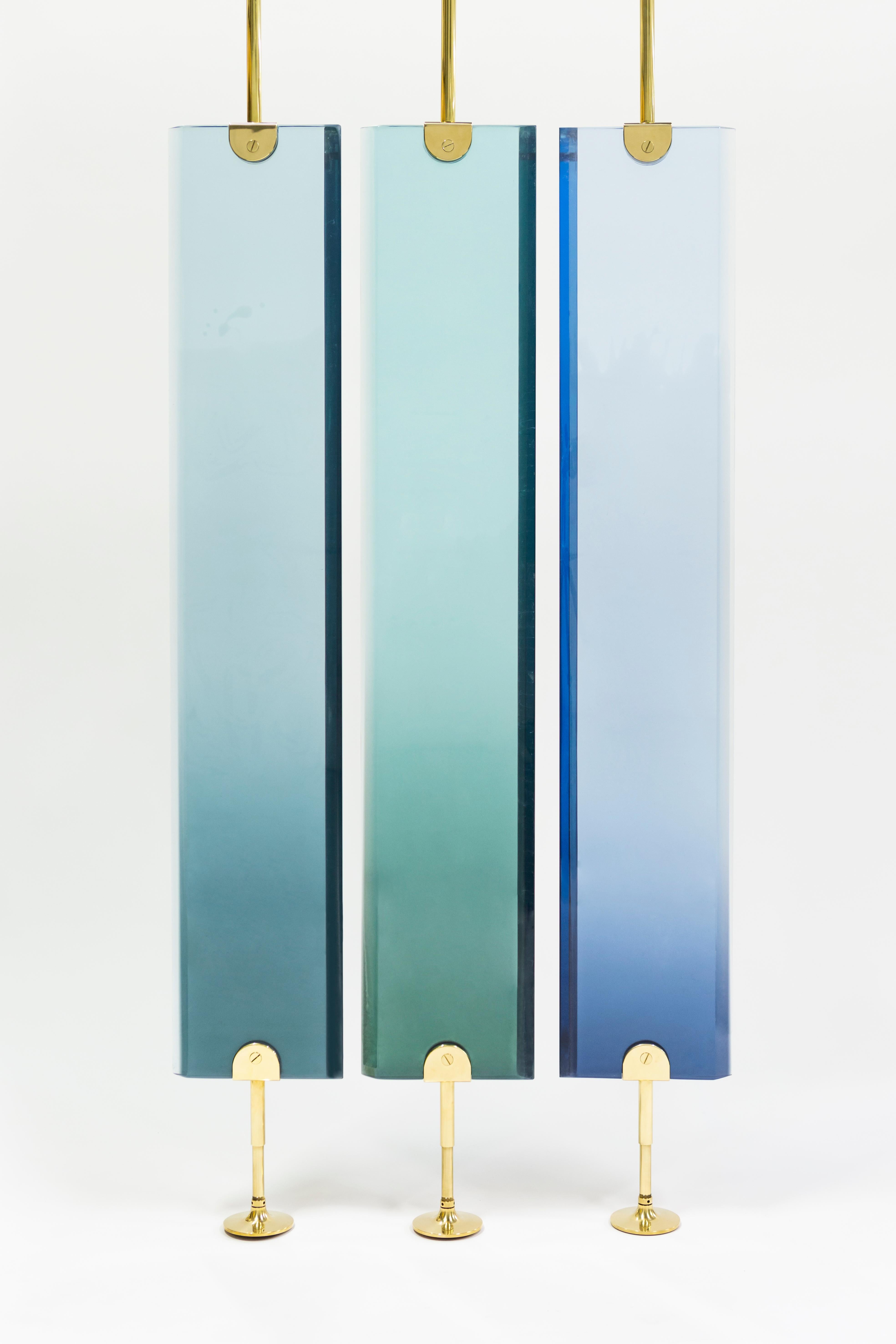Contemporary Reverso Separè Blue Shades by Draga&Aurel Resin and Brass, 21st Century For Sale