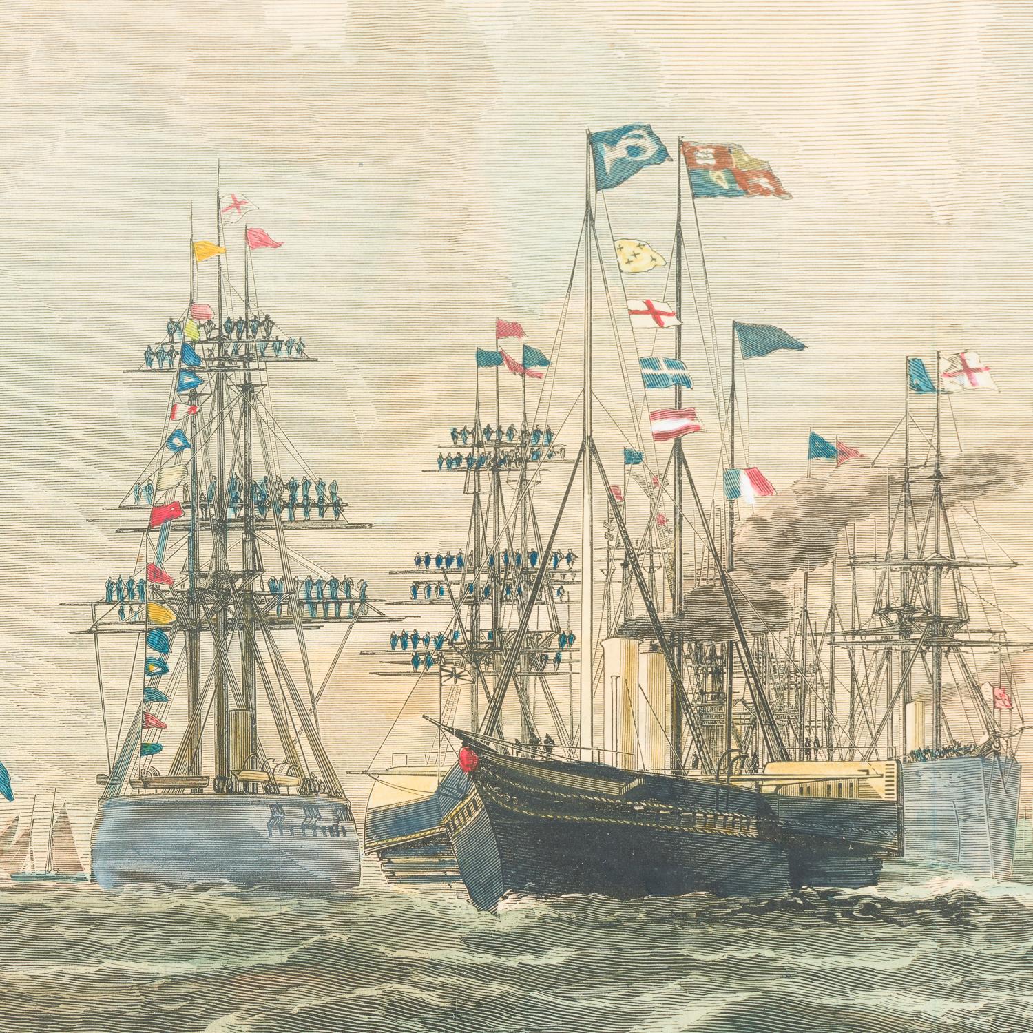 Évaluation de la flotte à Spithead par la reine, 24 août 1878 Bon état - En vente à London, GB