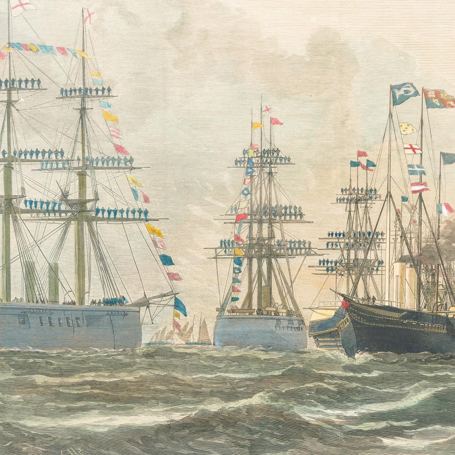 Papier Évaluation de la flotte à Spithead par la reine, 24 août 1878 en vente
