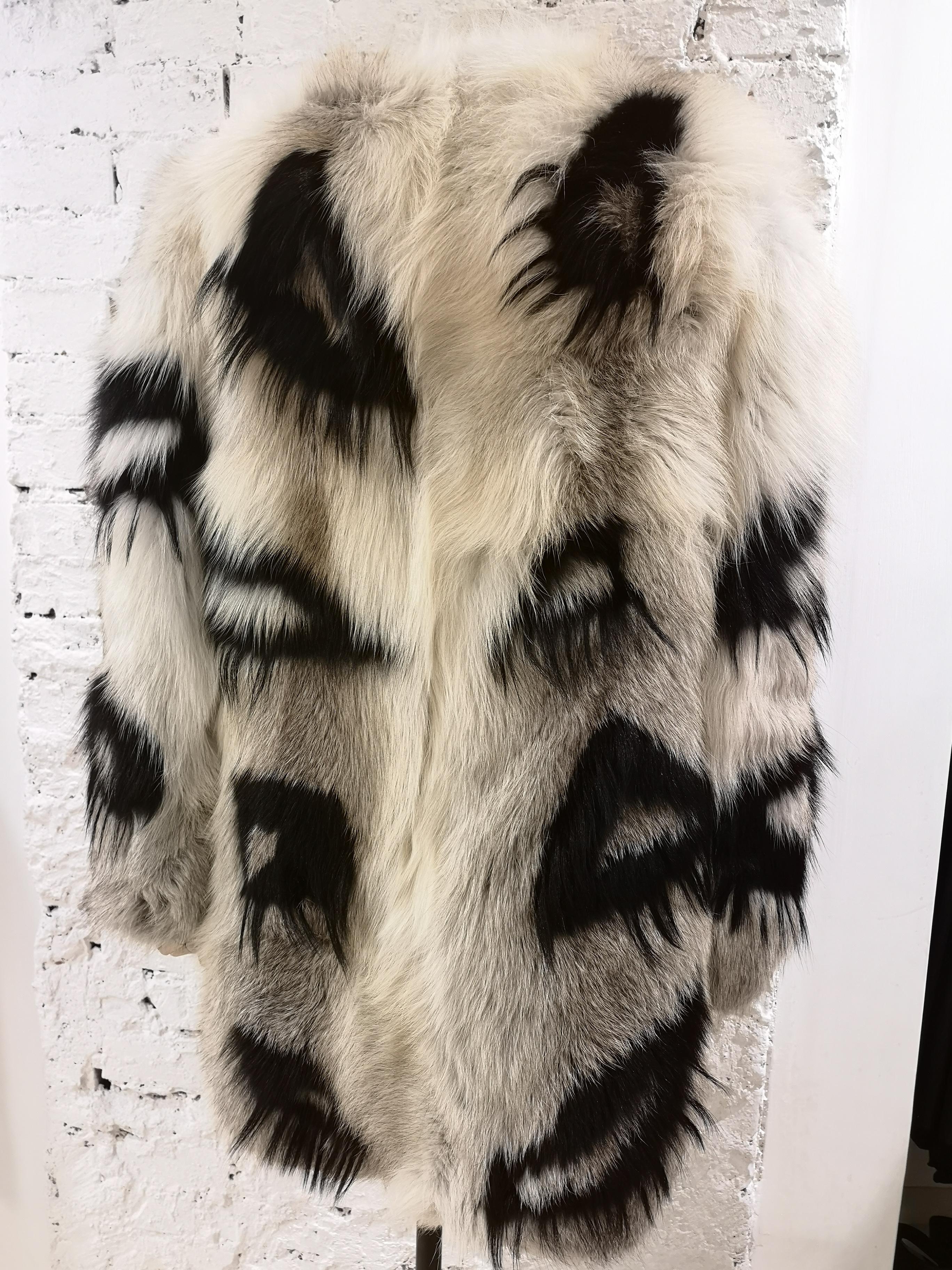 Revillon black and white Fox Fur For Sale 8