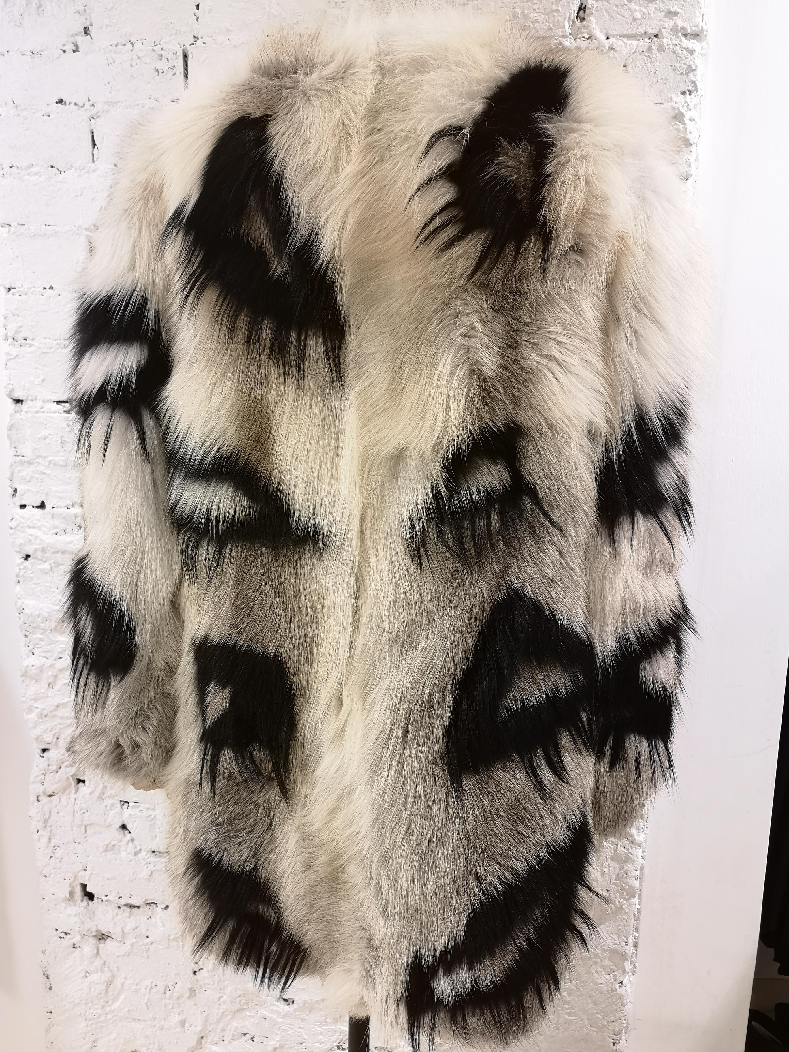 Revillon black and white Fox Fur For Sale 9