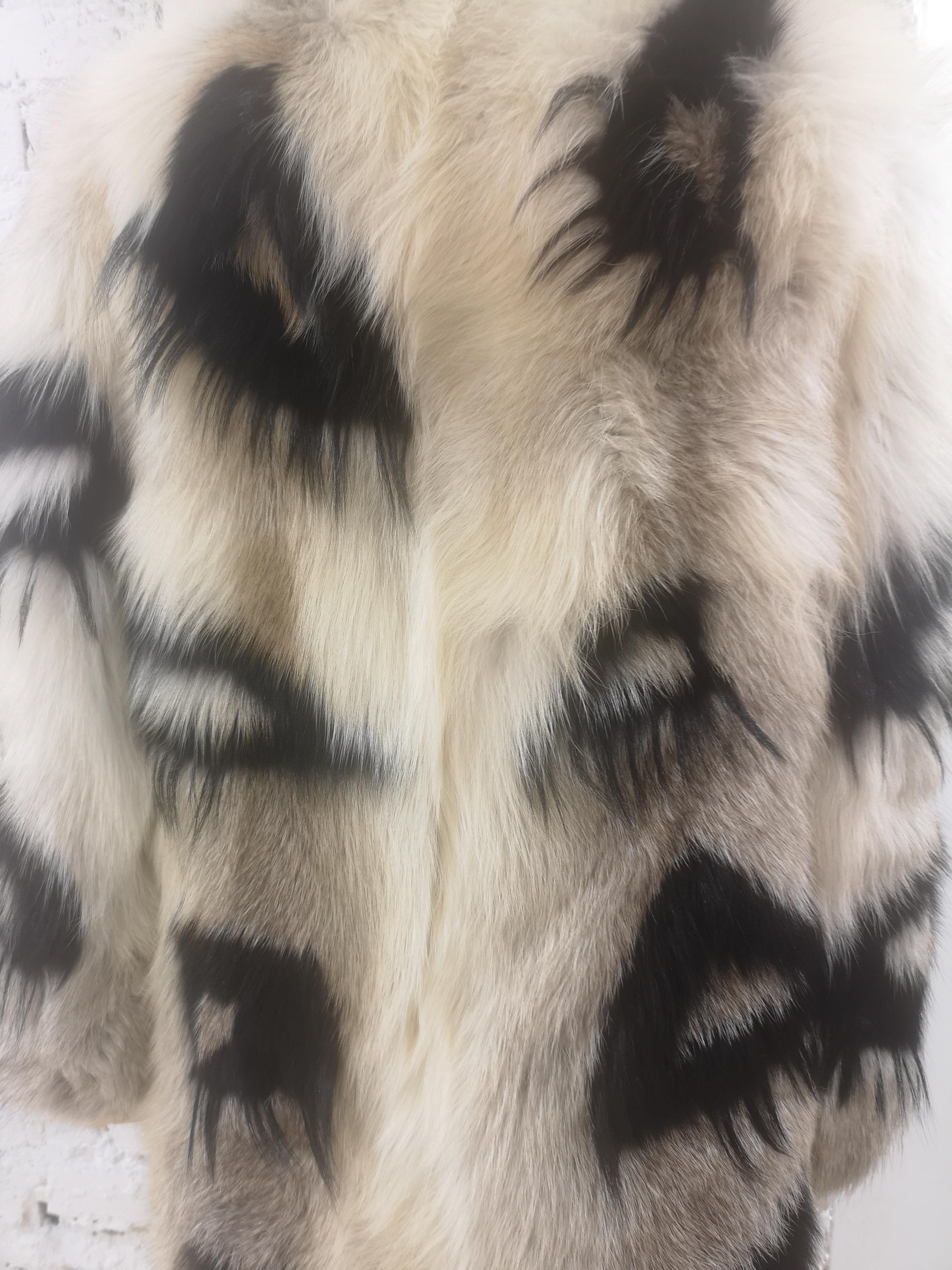 Revillon black and white Fox Fur For Sale 10