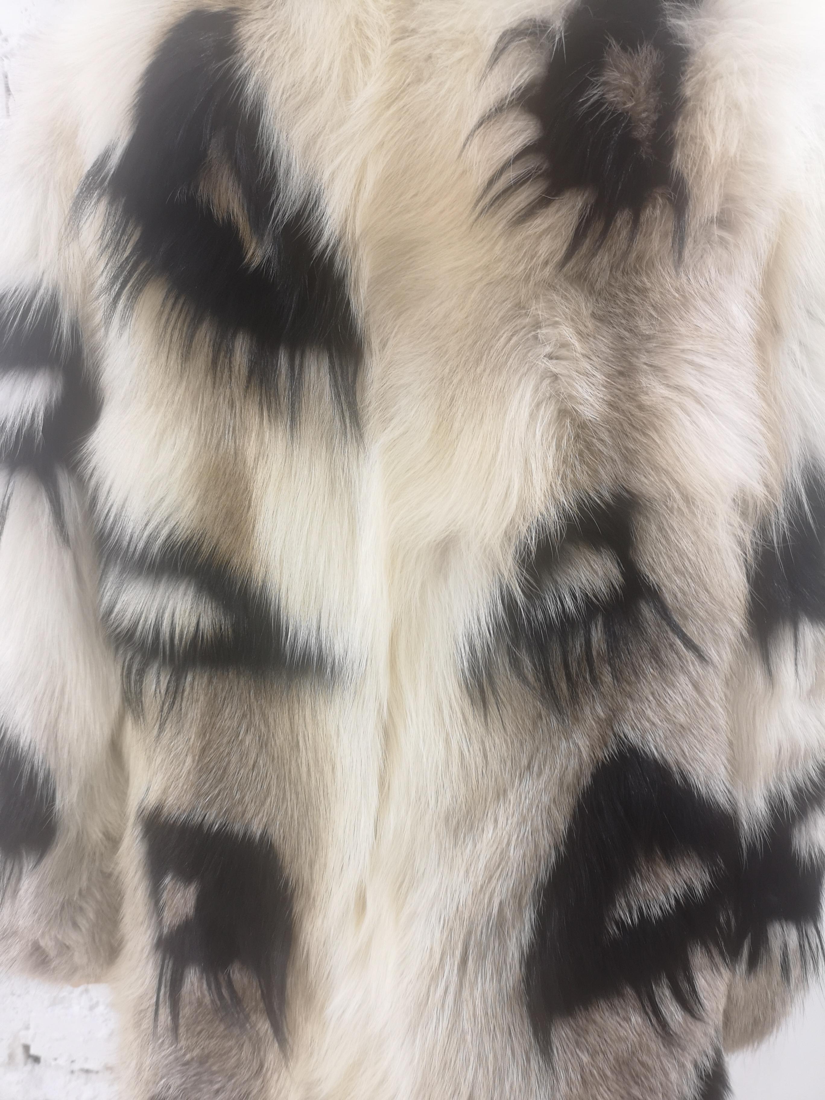 Brown Revillon black and white Fox Fur For Sale