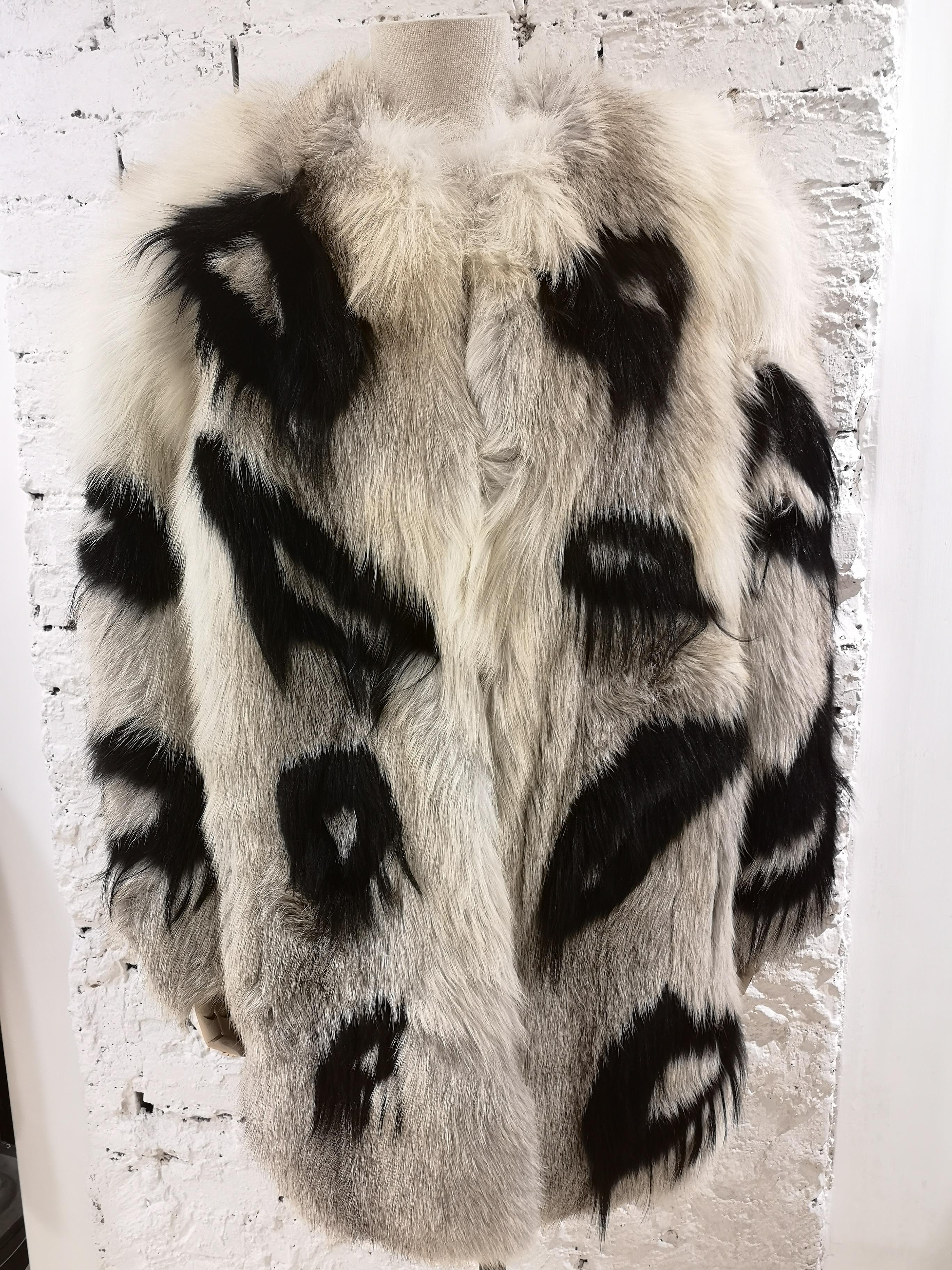 Women's or Men's Revillon black and white Fox Fur For Sale