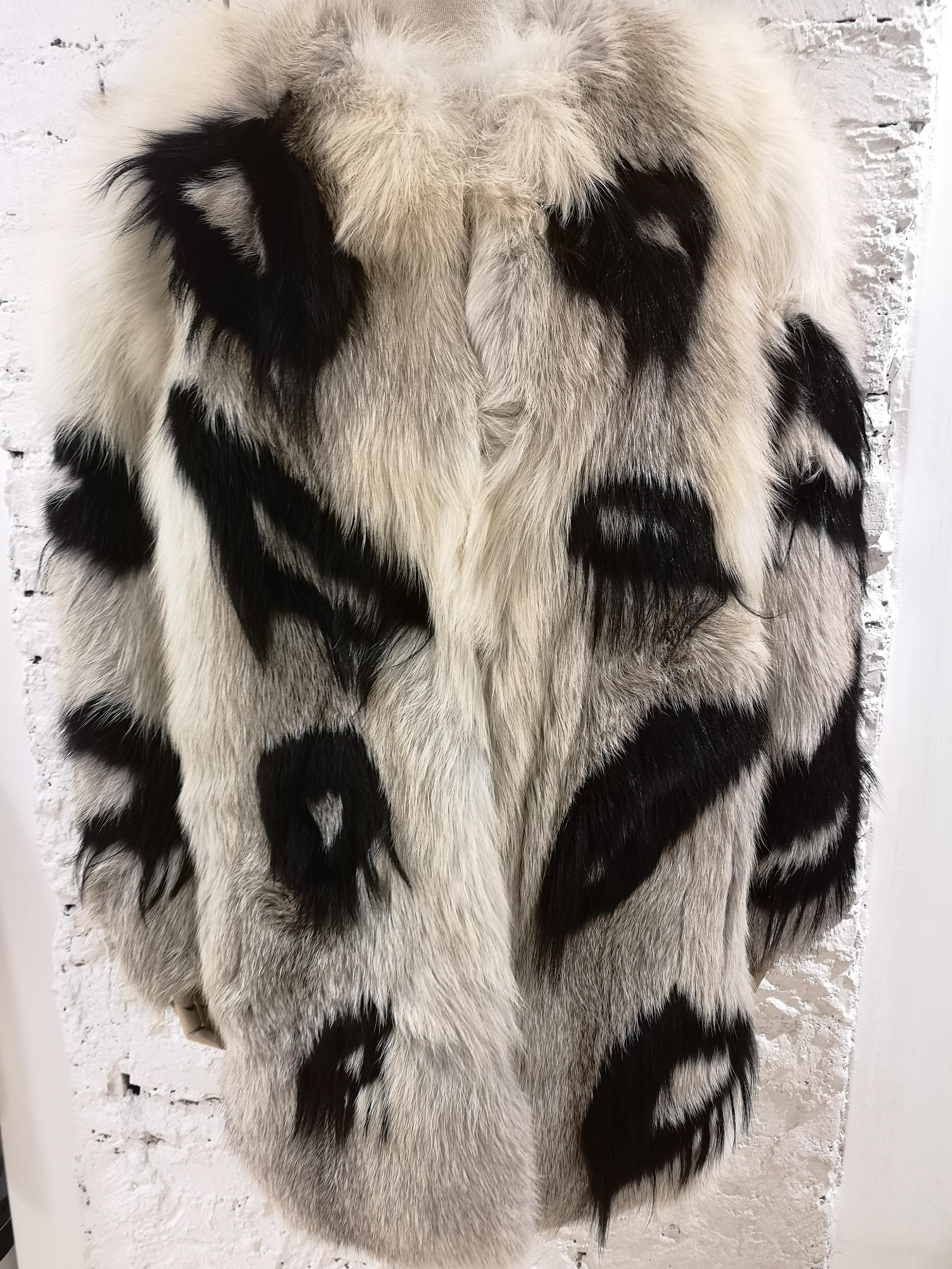 Revillon black and white Fox Fur For Sale 1