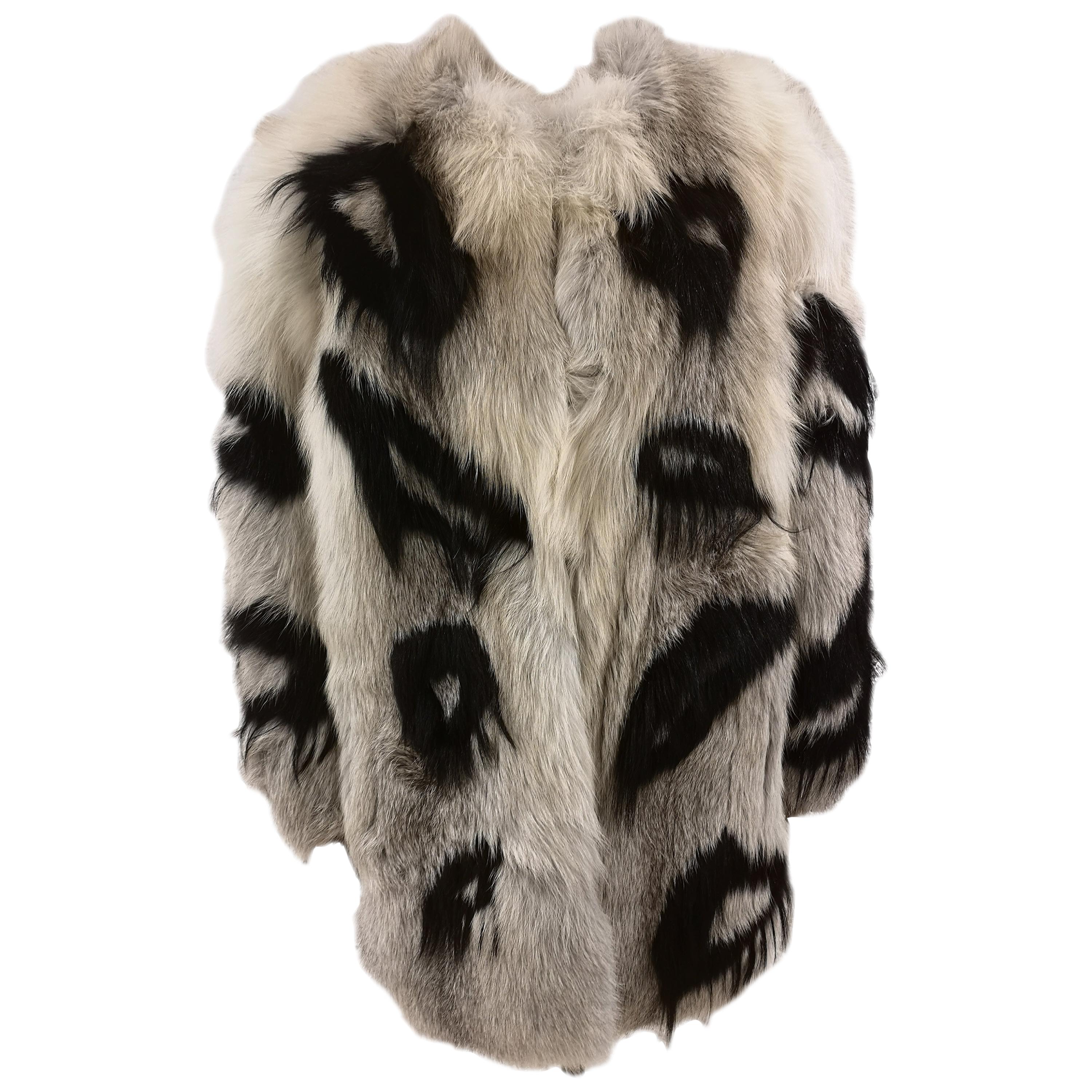 Revillon black and white Fox Fur For Sale