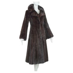 Vintage Revillon Black-Brown Female Mink ¾-Length Fur Princess Coat, Saks – XS-S, 1950s