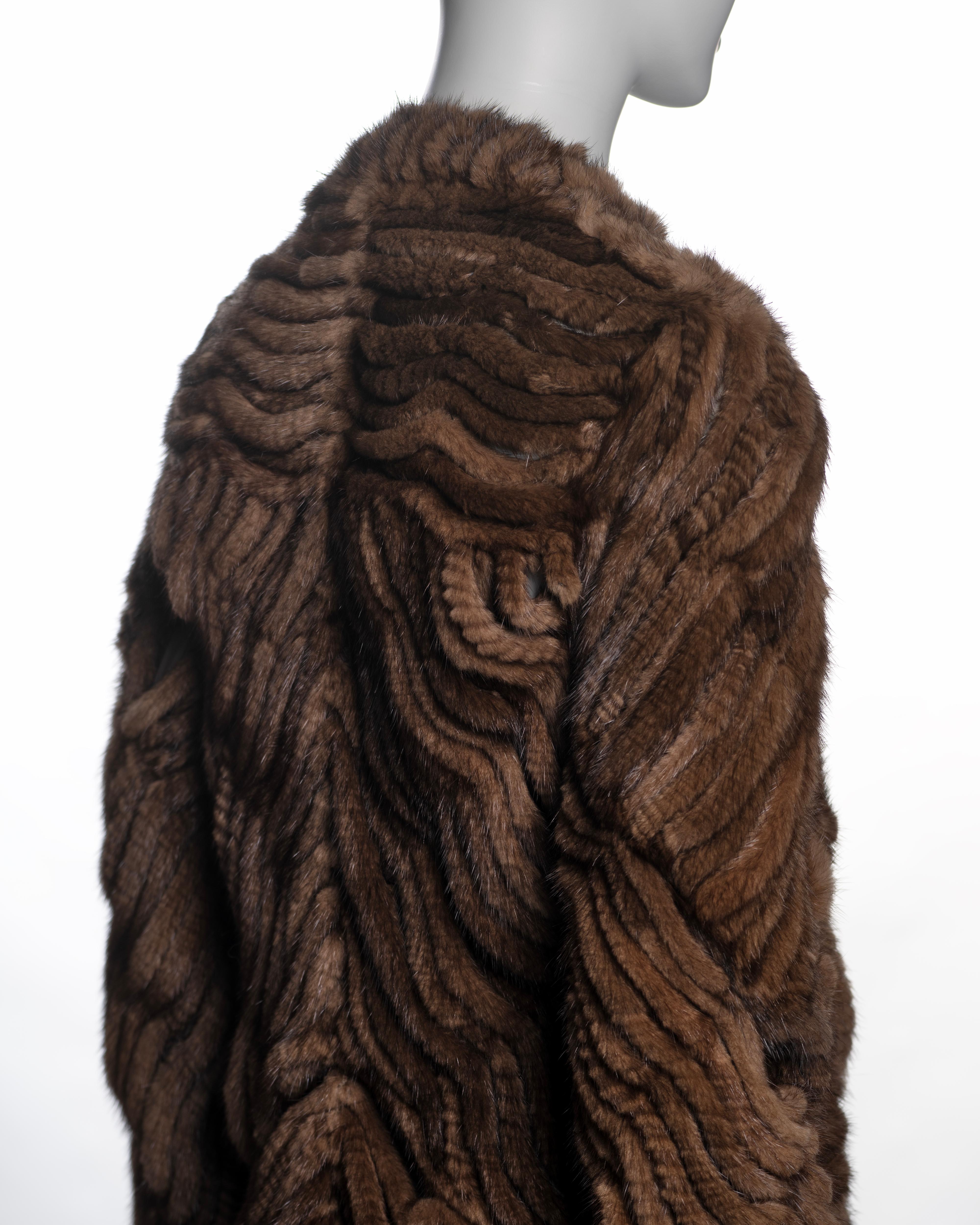 Revillon di Rick Owens  Giacca di pelliccia fatta di nastri di visone marrone, FW 2004 in vendita 5