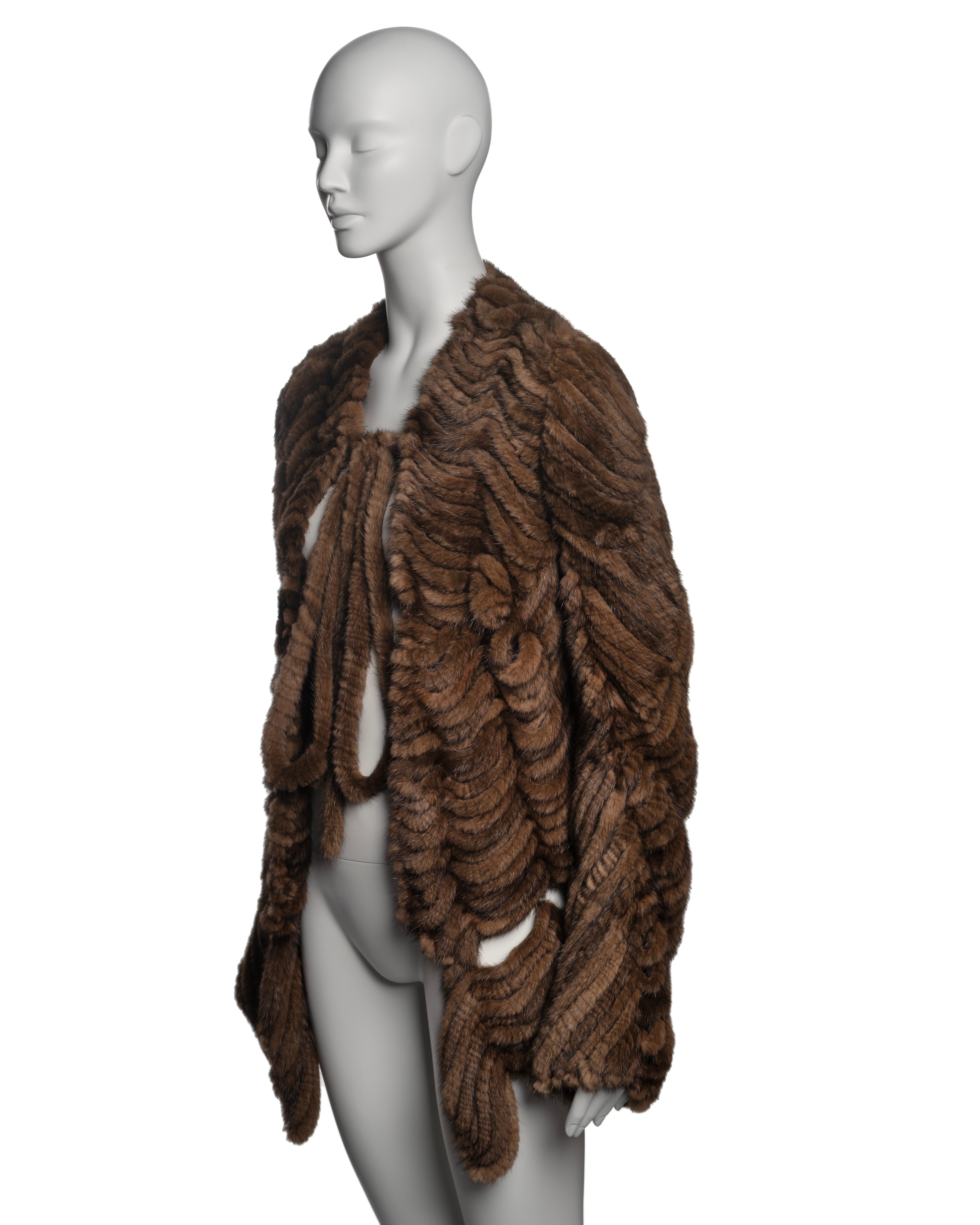 Revillon di Rick Owens  Giacca di pelliccia fatta di nastri di visone marrone, FW 2004 in vendita 8