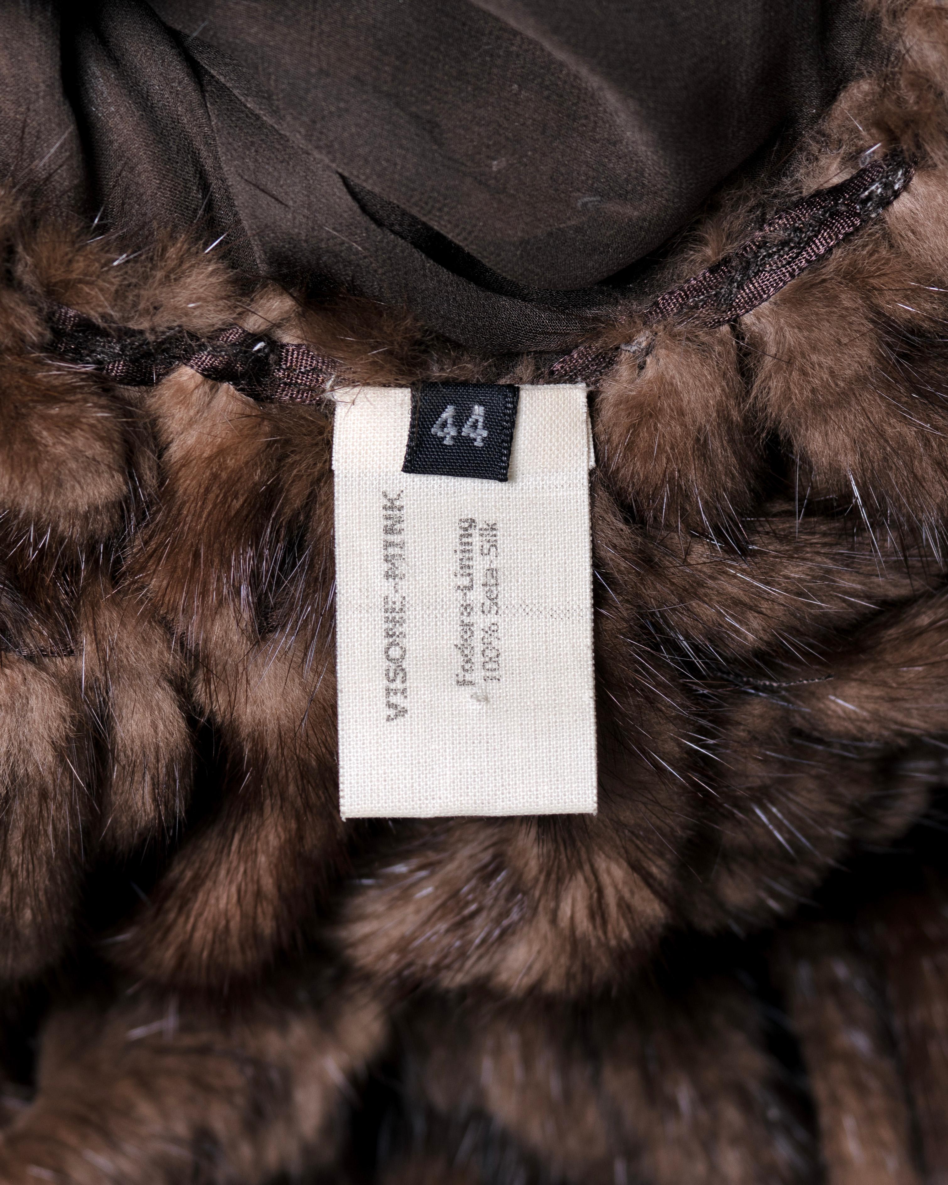 Revillon di Rick Owens  Giacca di pelliccia fatta di nastri di visone marrone, FW 2004 in vendita 11