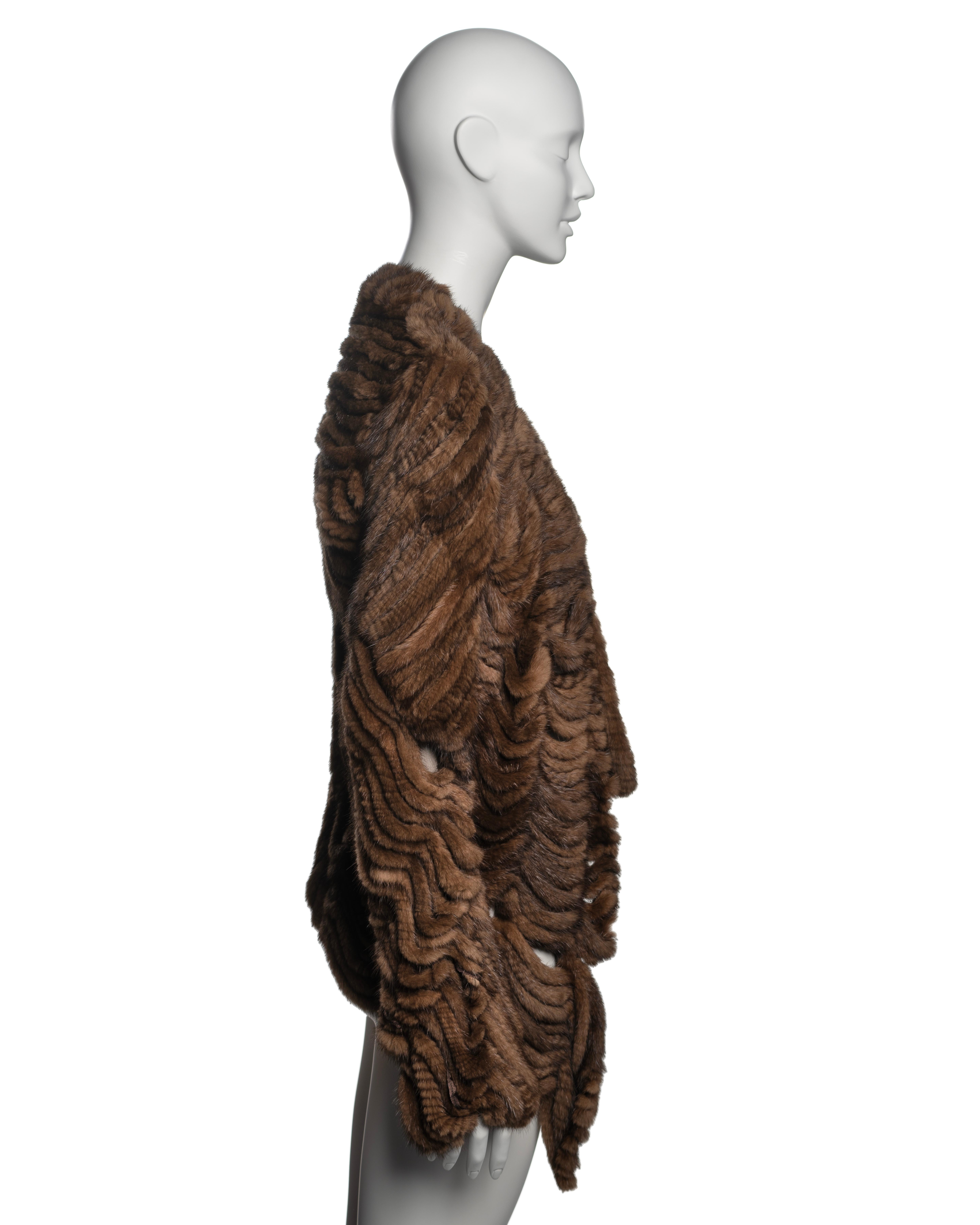 Revillon di Rick Owens  Giacca di pelliccia fatta di nastri di visone marrone, FW 2004 in vendita 3