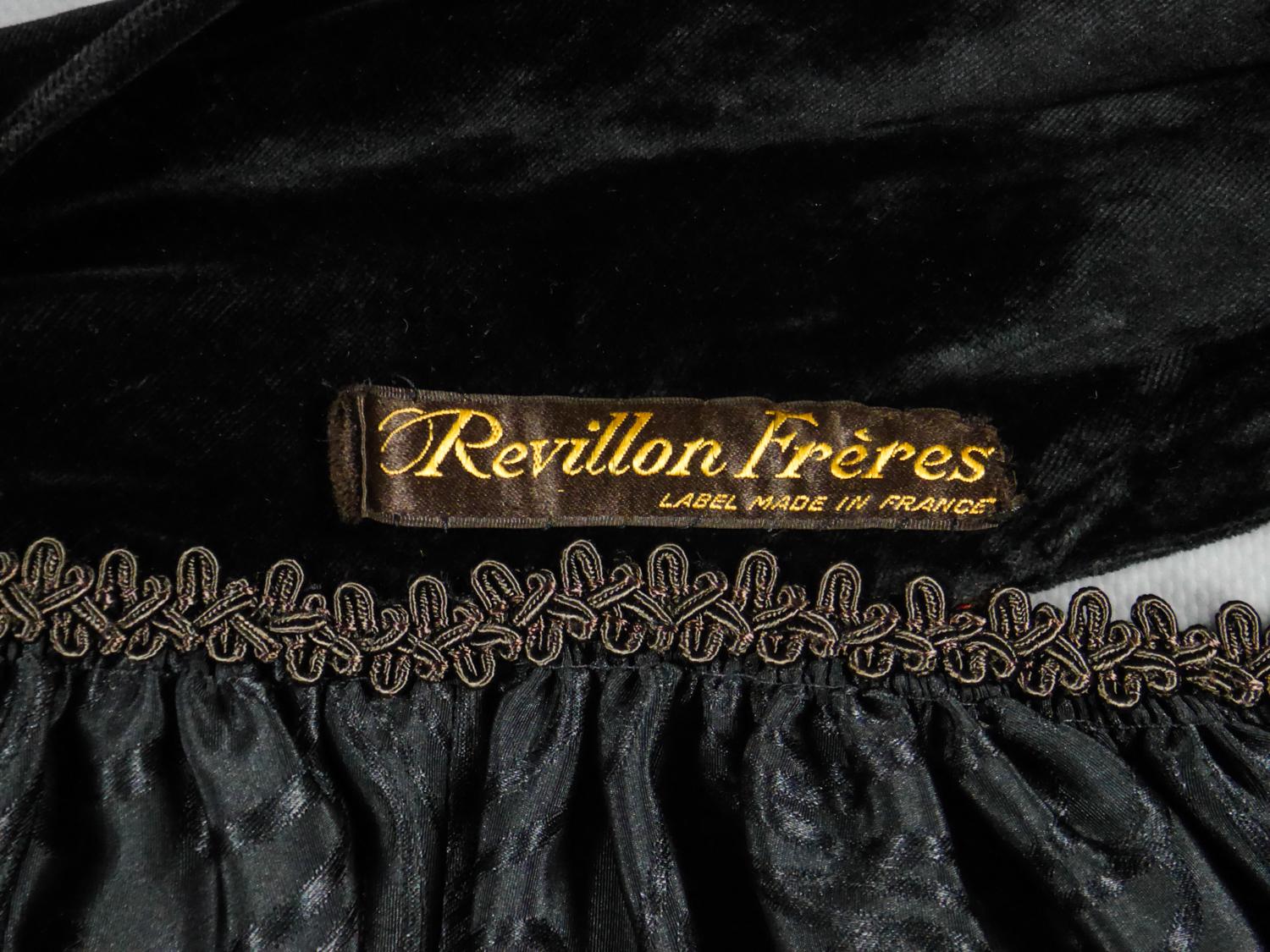 Black Revillon Frères Art Deco Couture Embroidered Velvet Evening Cape C. 1925
