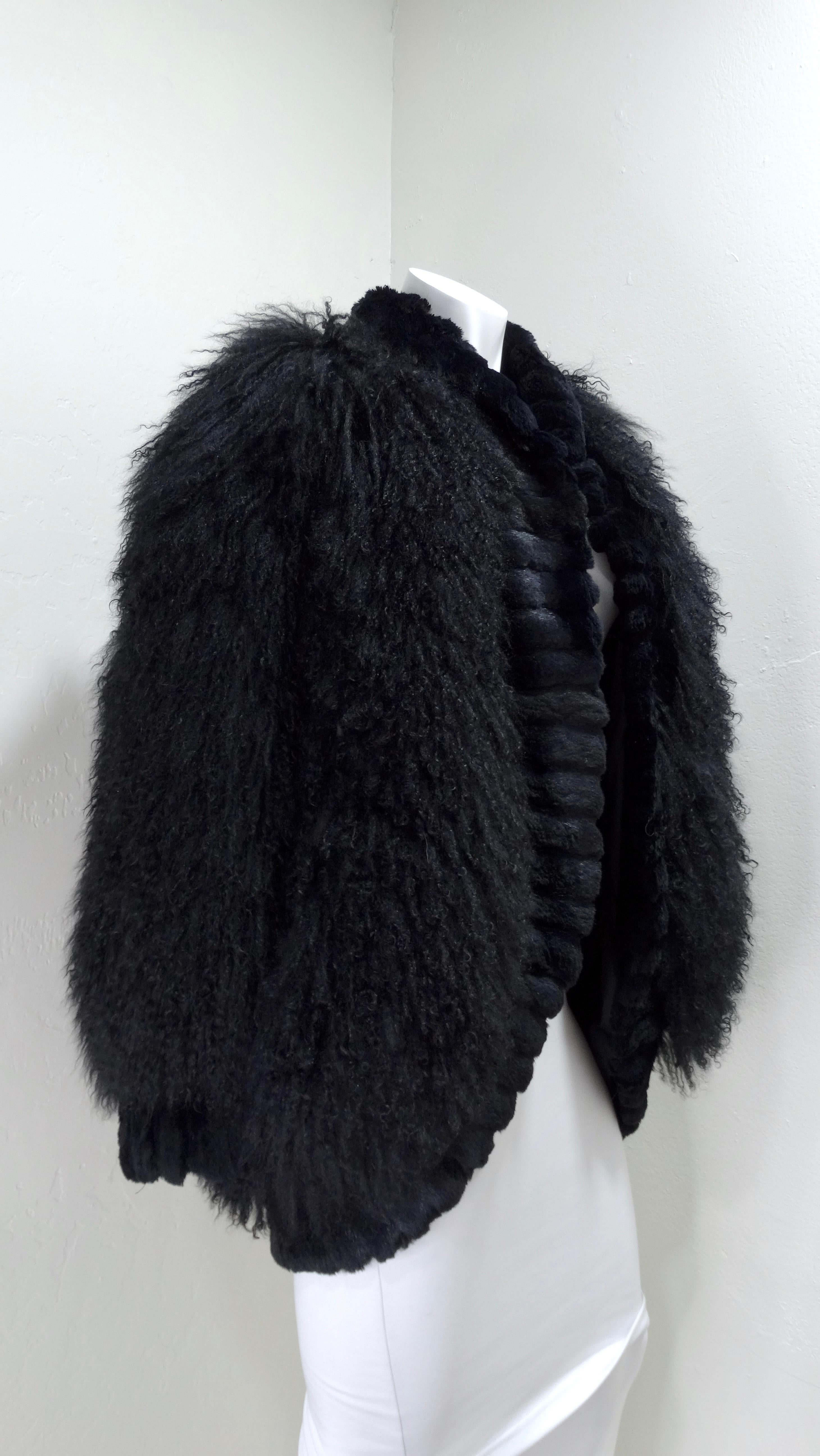 black mongolian fur coat