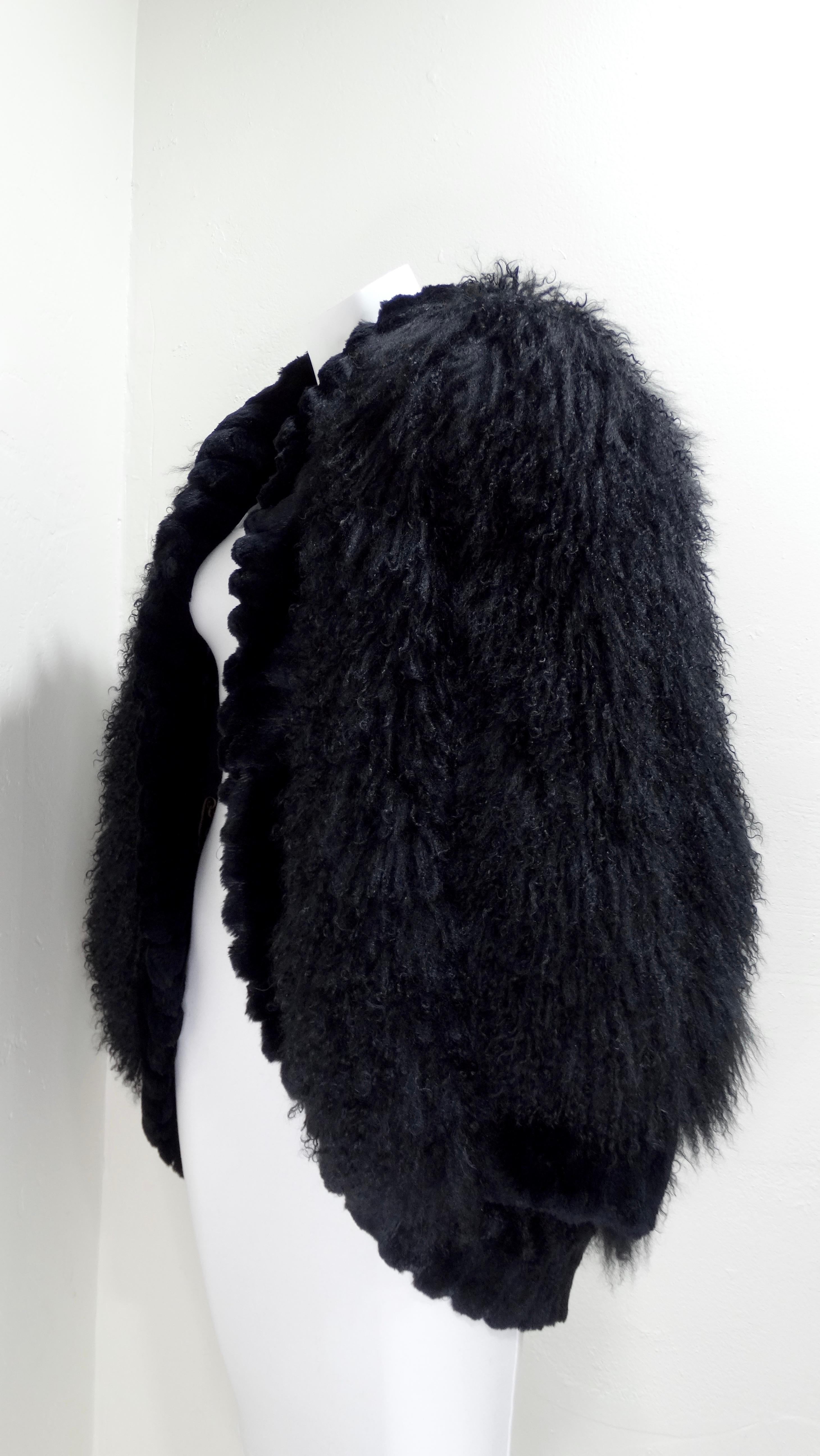 Black Revillon Mongolian Lamb Fur Coat