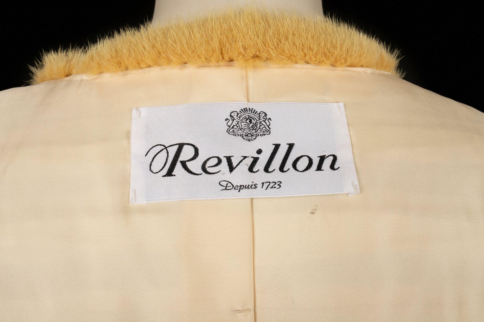 Gelber Nerzpelzmantel von Revillon mit Schal 6