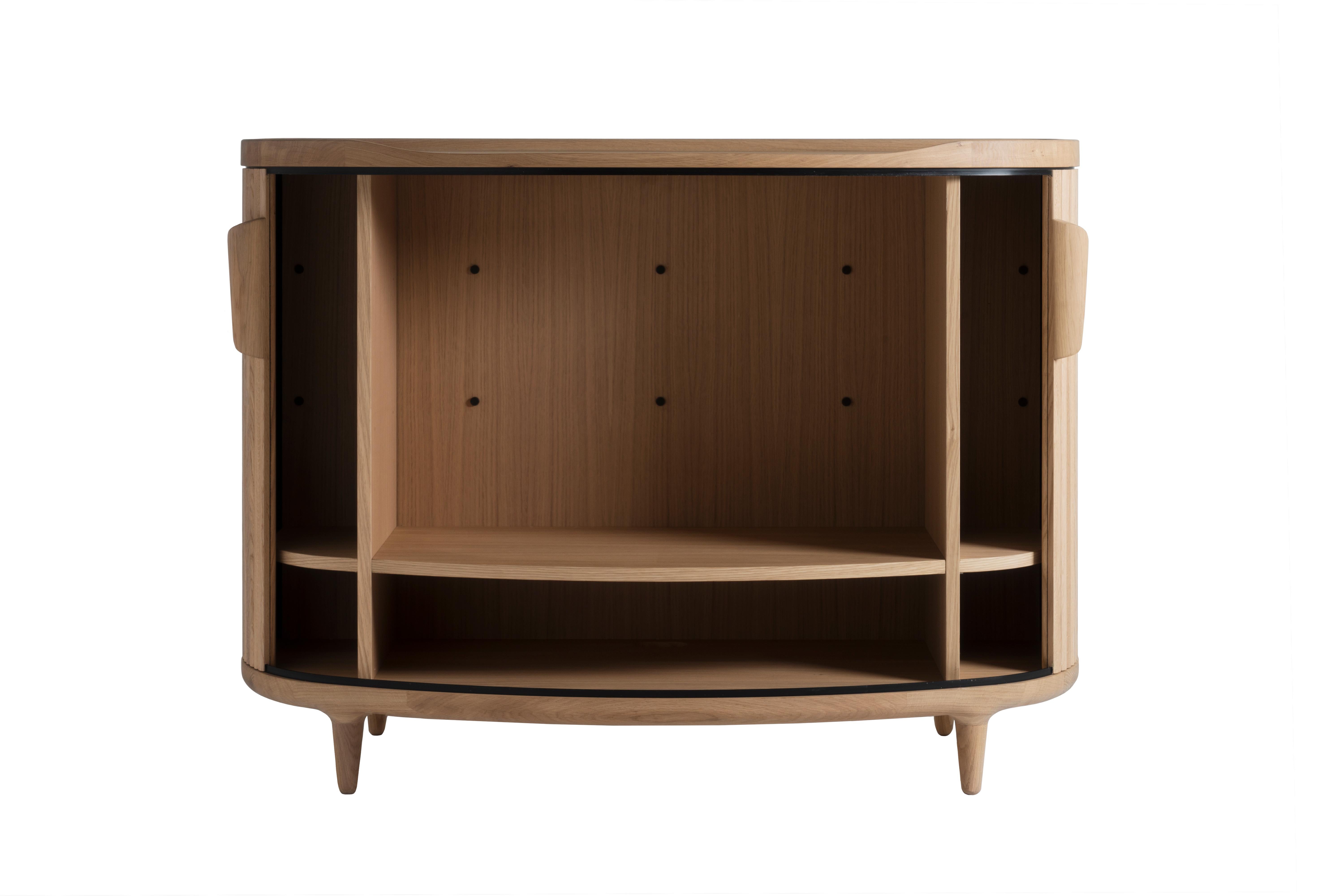 Scandinavian Modern Revised Amberley High – solid oak buffet/ credenza/ sideboard For Sale