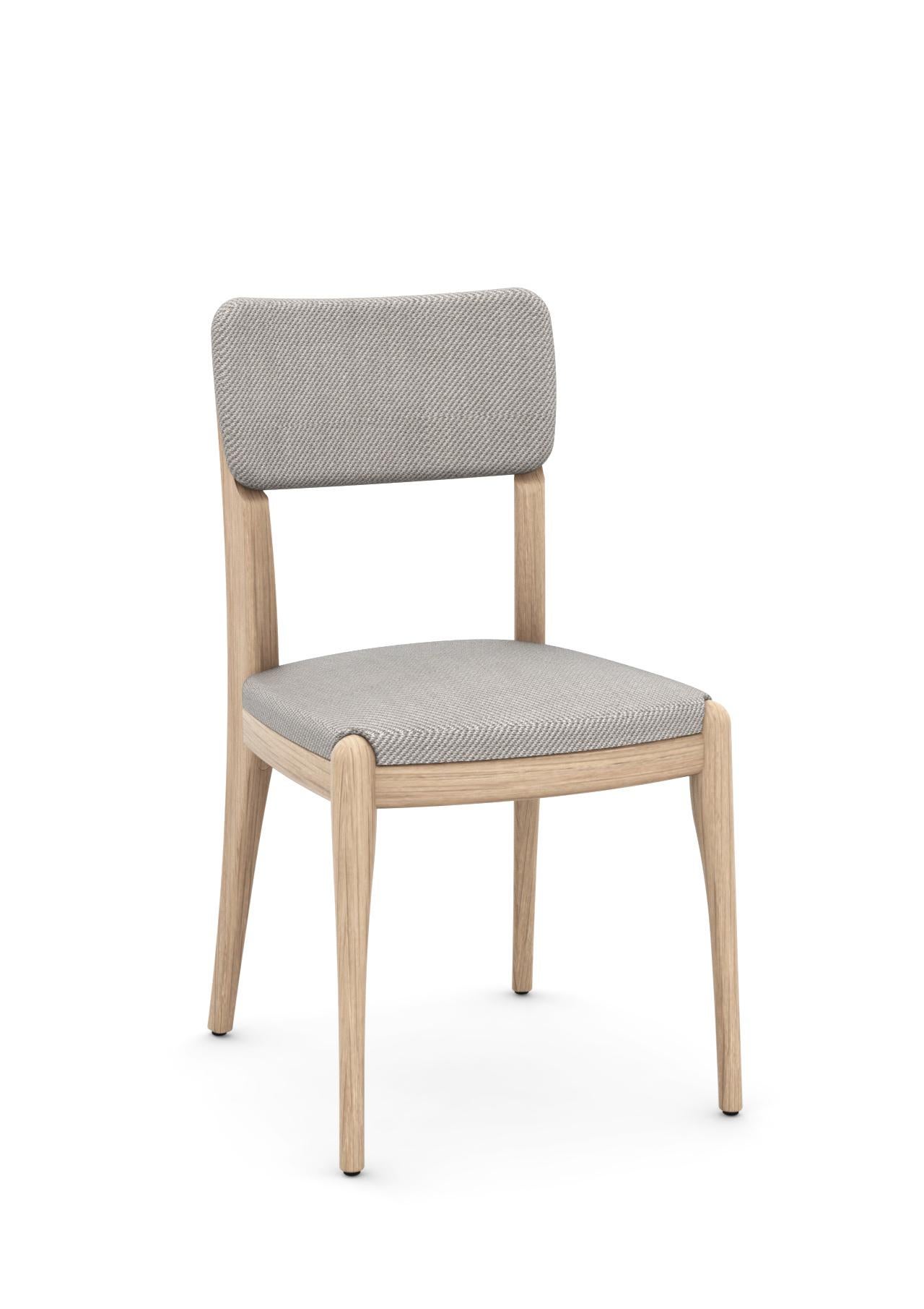 Finchdean is designed by Sjoerd Vroonland & Casper Vissers for Revised
The Finchdean dining chair is crafted from solid wood with a polyurethane foam seat and backrest upholstered in multiple fabric options. The backrest features powdercoated bolts.