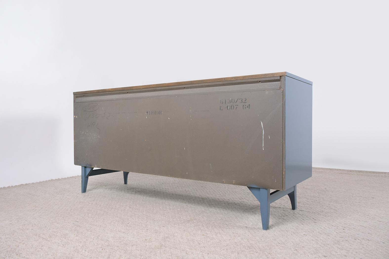 Restored Broyhill Brasilia Credenza in Custom Blue: 1960s Mid-Century Elegance 7