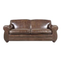 Revitalisiertes Modernes Leder-Club-Sofa in sattem Schokoladenbraun