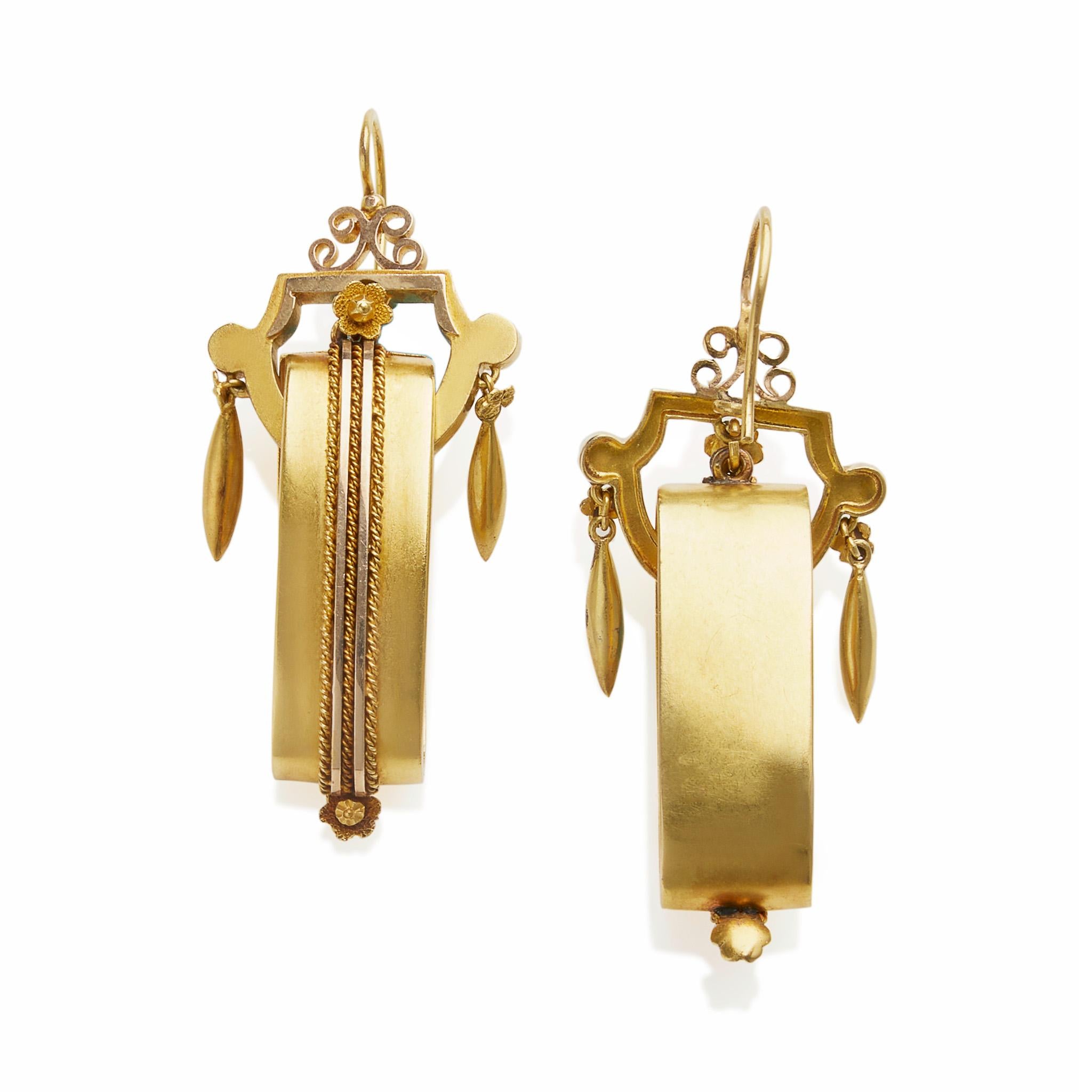Victorian Revival 15k Gold Pendant Earrings