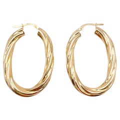 Retro Revival 18K Yellow Gold Hoops Earrings circa 1980