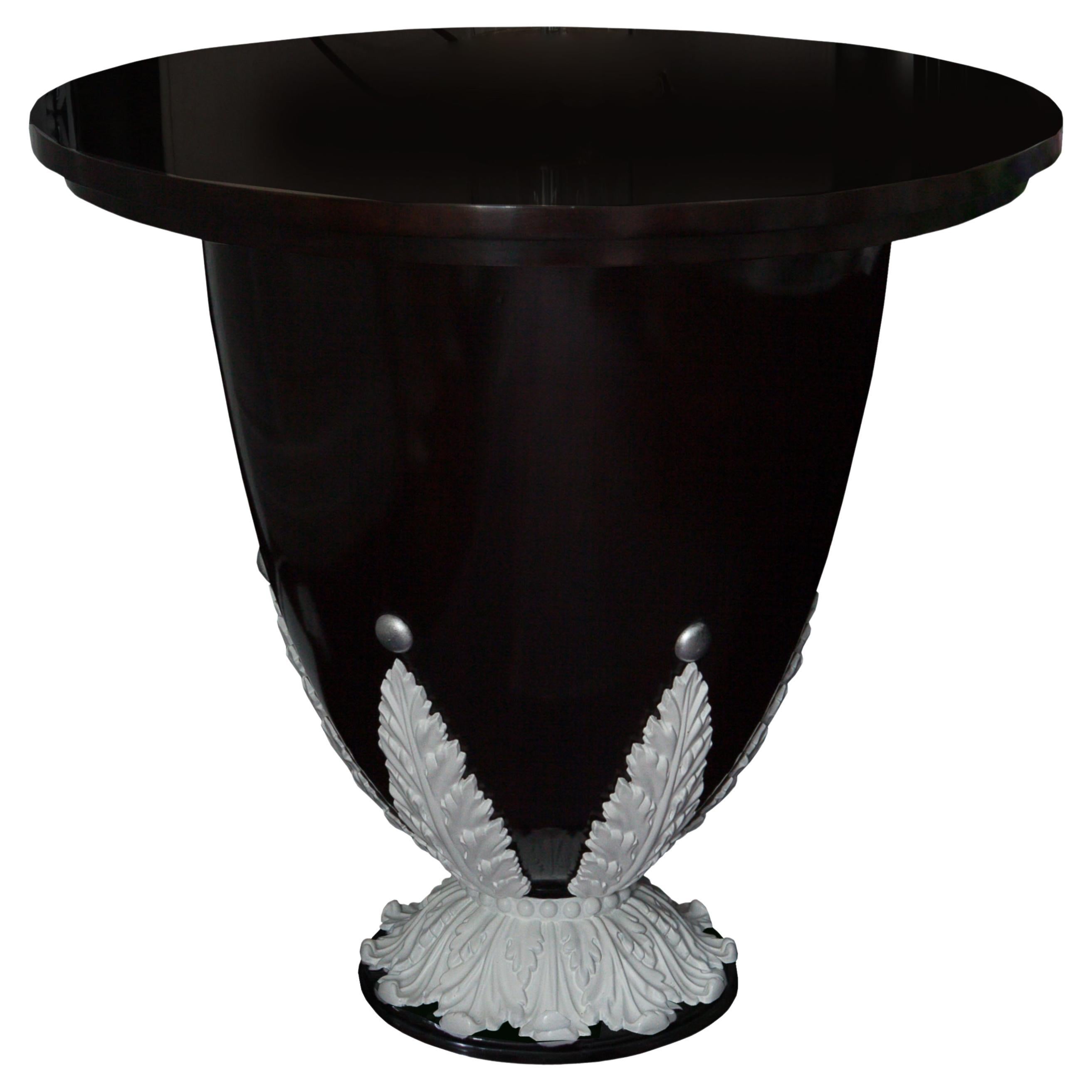 Revival Neoclassical Style Ebony and Snow White finishing side table