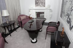 Revival Neoclassical Style Ebony and Snow White finishing Writing table