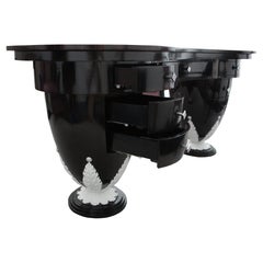 Revival Neoclassical Style Ebony and Snow White finishing Writing table