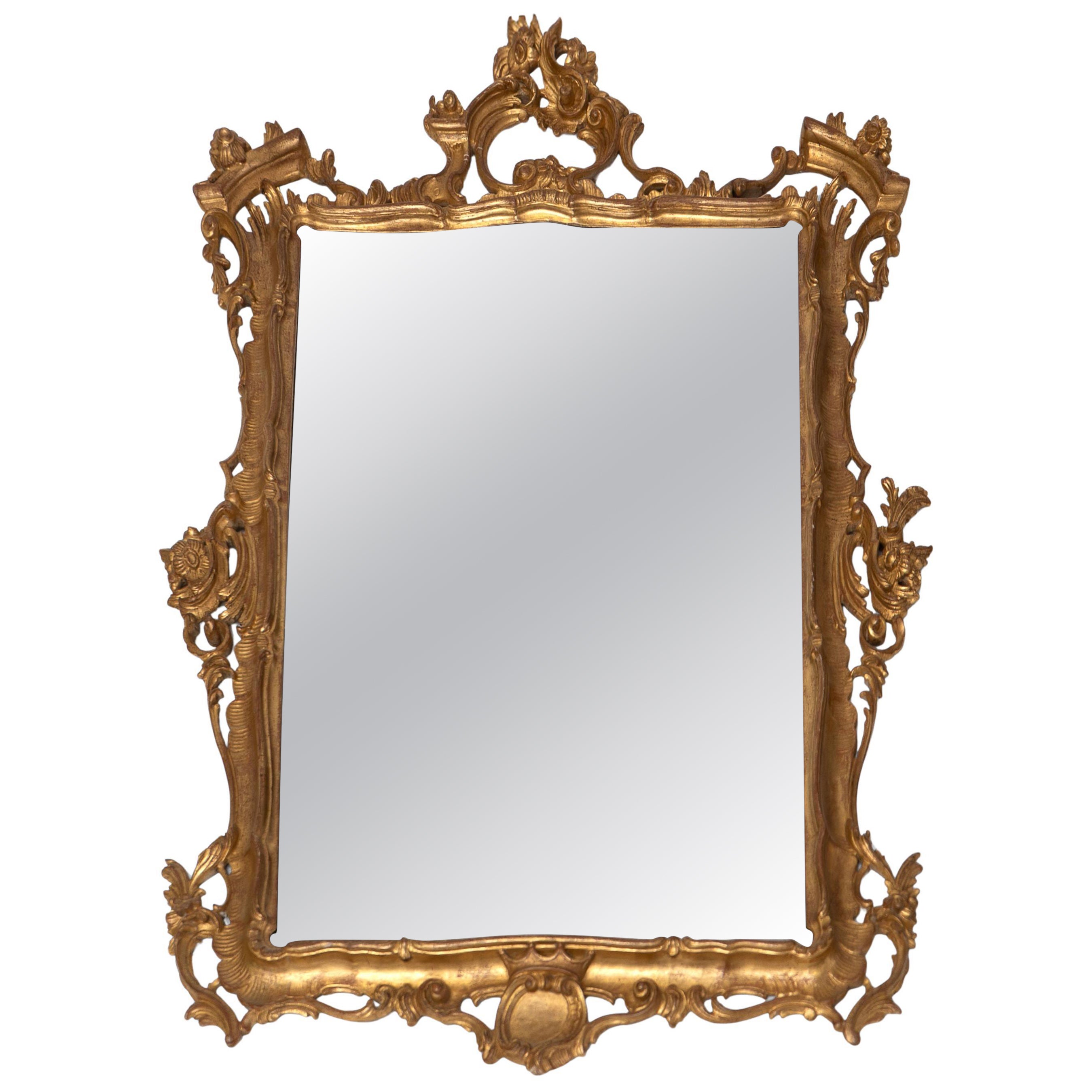 19th Century Rococo Revival Giltwood Mirror, Antique French Design