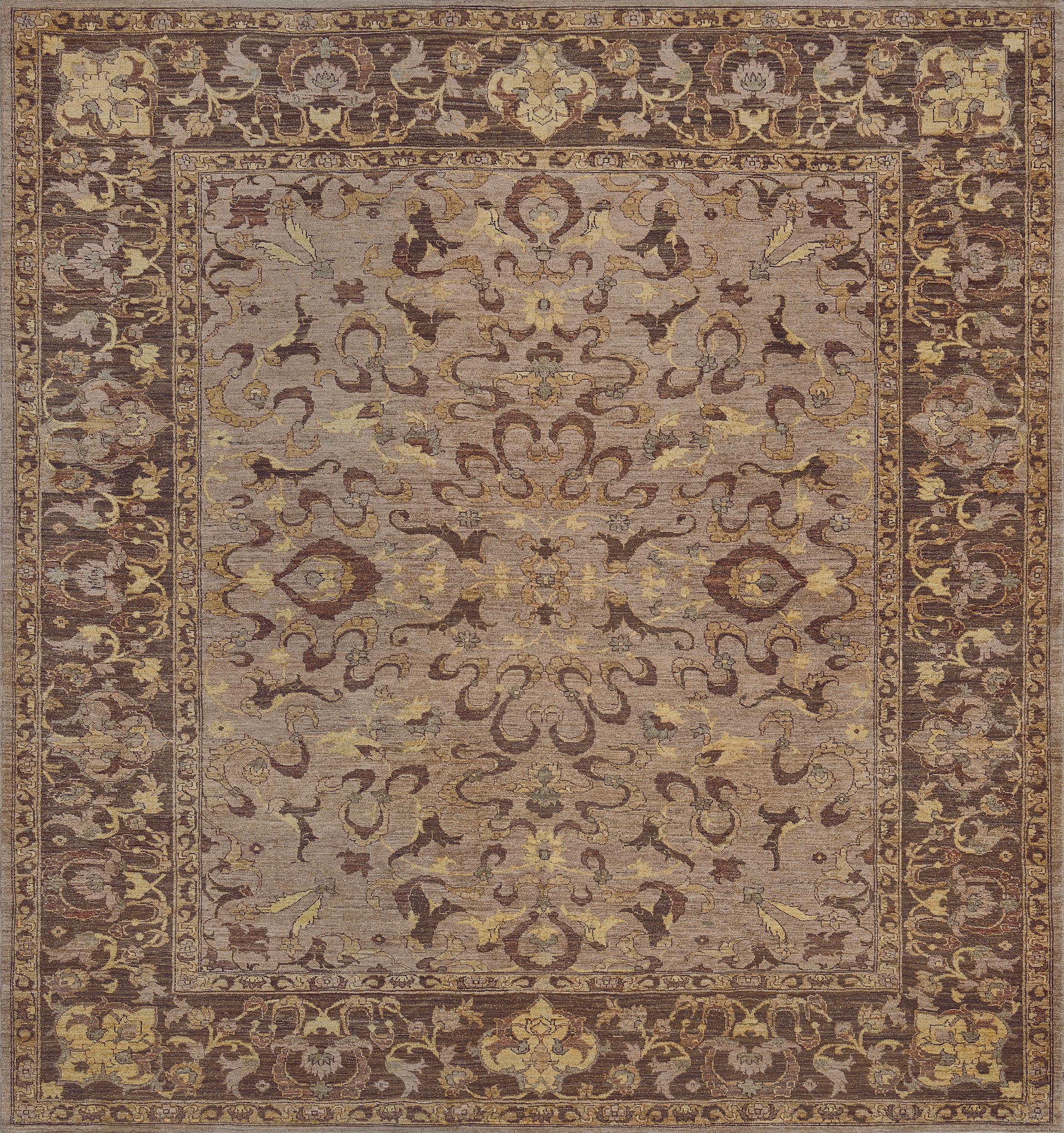 Revival Transitional Agra Square Rug For Sale