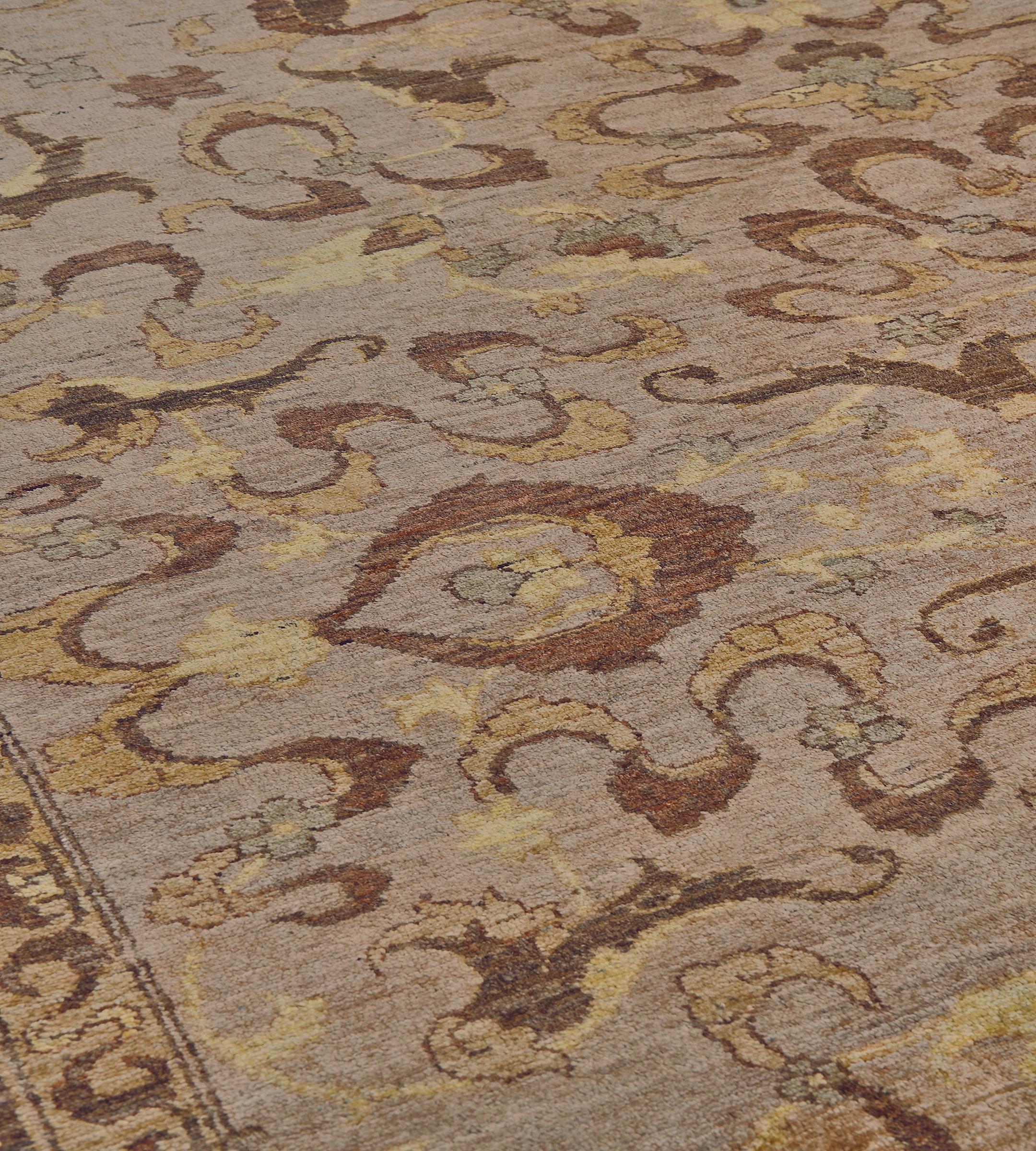 Pakistani Revival Transitional Agra Square Rug For Sale