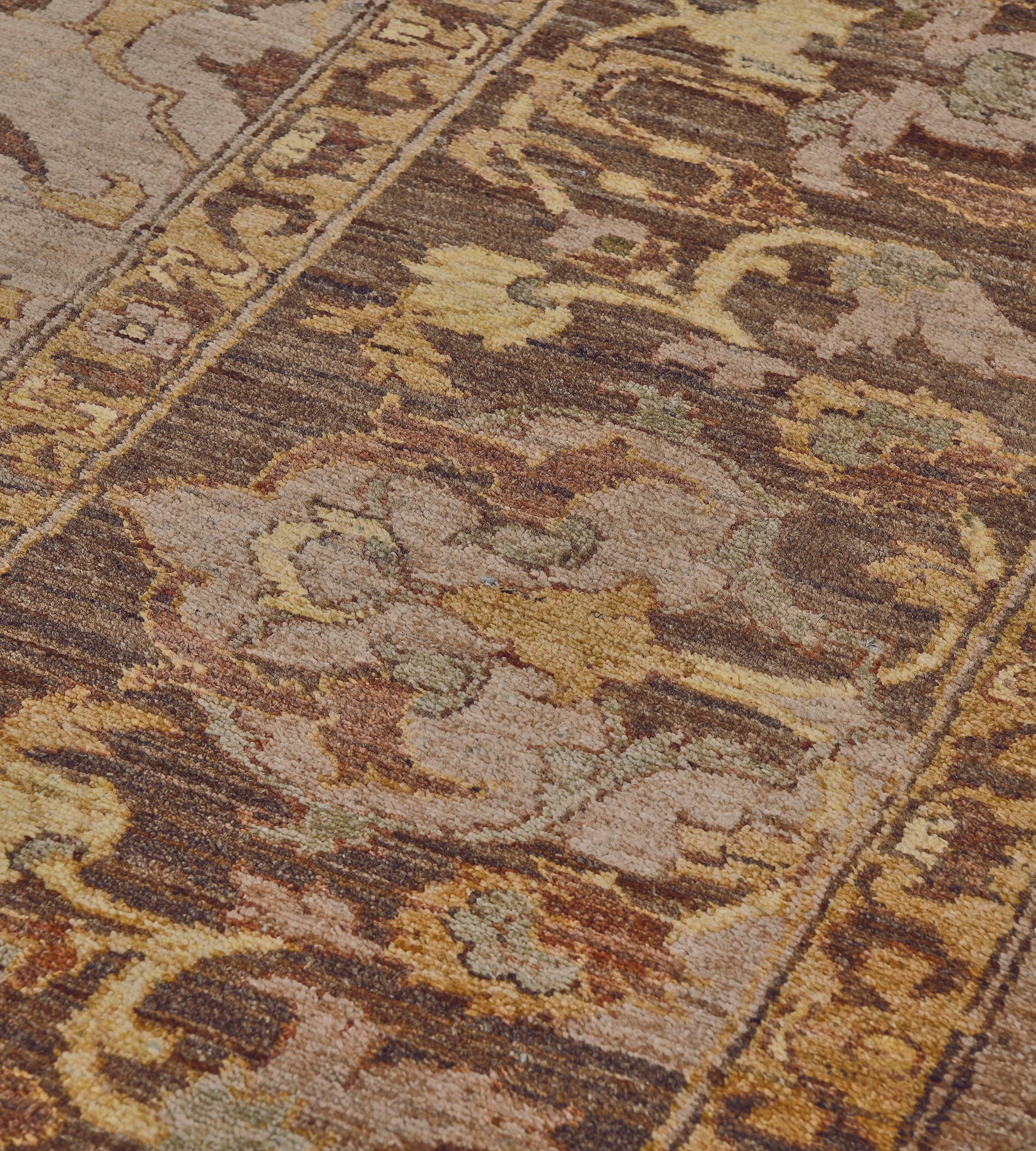 Contemporary Revival Transitional Agra Square Rug For Sale