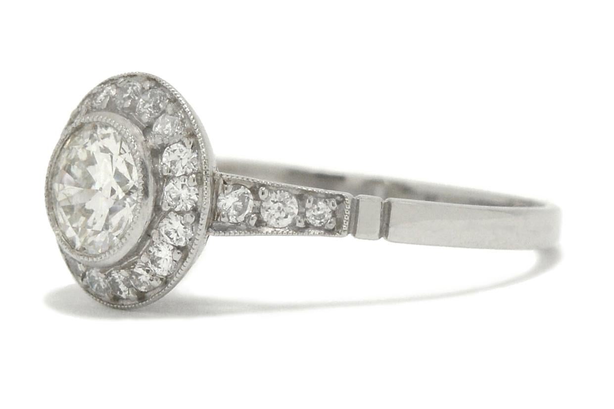 Women's Revivalist Edwardian Old European Diamond Engagement Ring Platinum 3/4 Carat