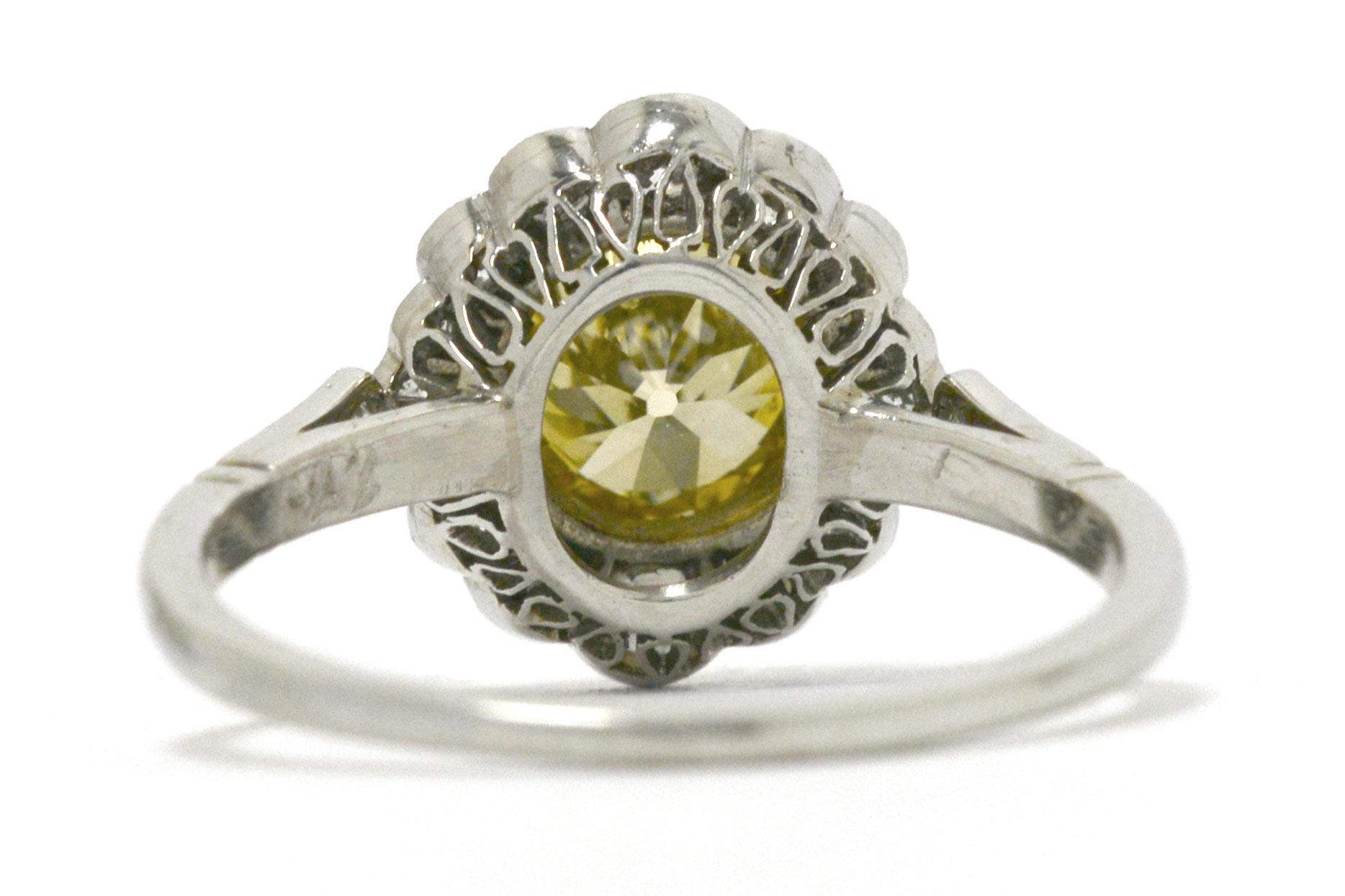 Women's Revivalist Edwardian Yellow Diamond Engagement Ring 1.14 Ct Old Euro Solitaire