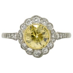 Revivalist Edwardian Yellow Diamond Engagement Ring 1.14 Ct Old Euro Solitaire