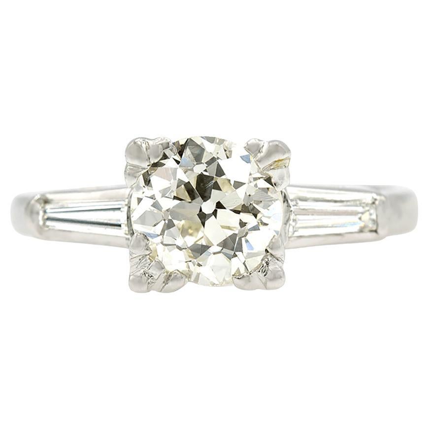 Art Decó Certificado GIA 1.43 qt. Anillo de compromiso de diamantes N VVS2