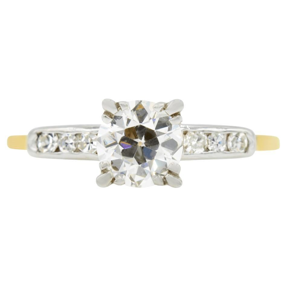 Edwardian GIA Certified 1.04 Ct. Two-Tone Engagement Ring J VS2 For Sale