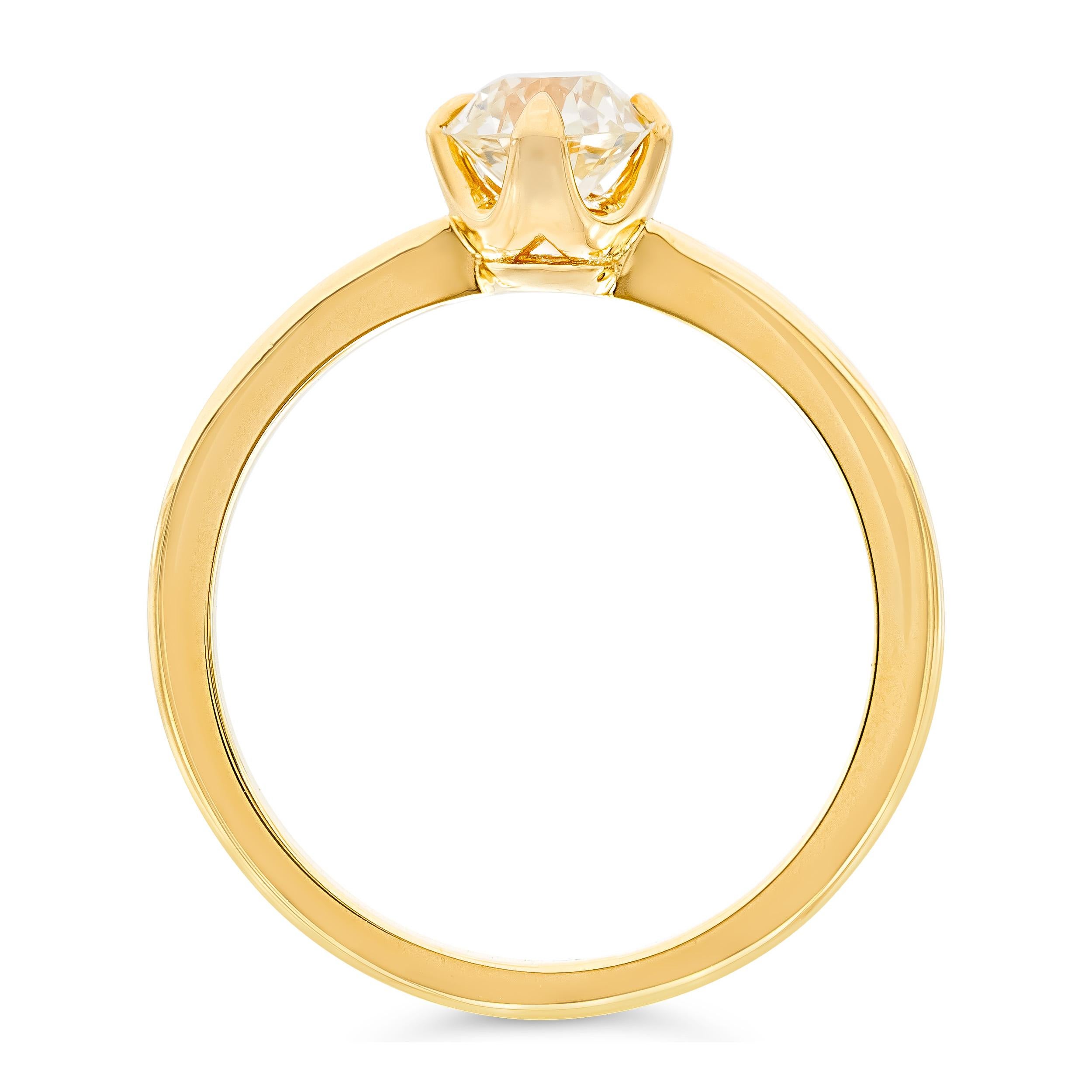 Old Mine Cut REVIVE GIA 0.70ct. Solitaire Four Prong Engagement Ring K SI1 in 18k Yellow Gold For Sale