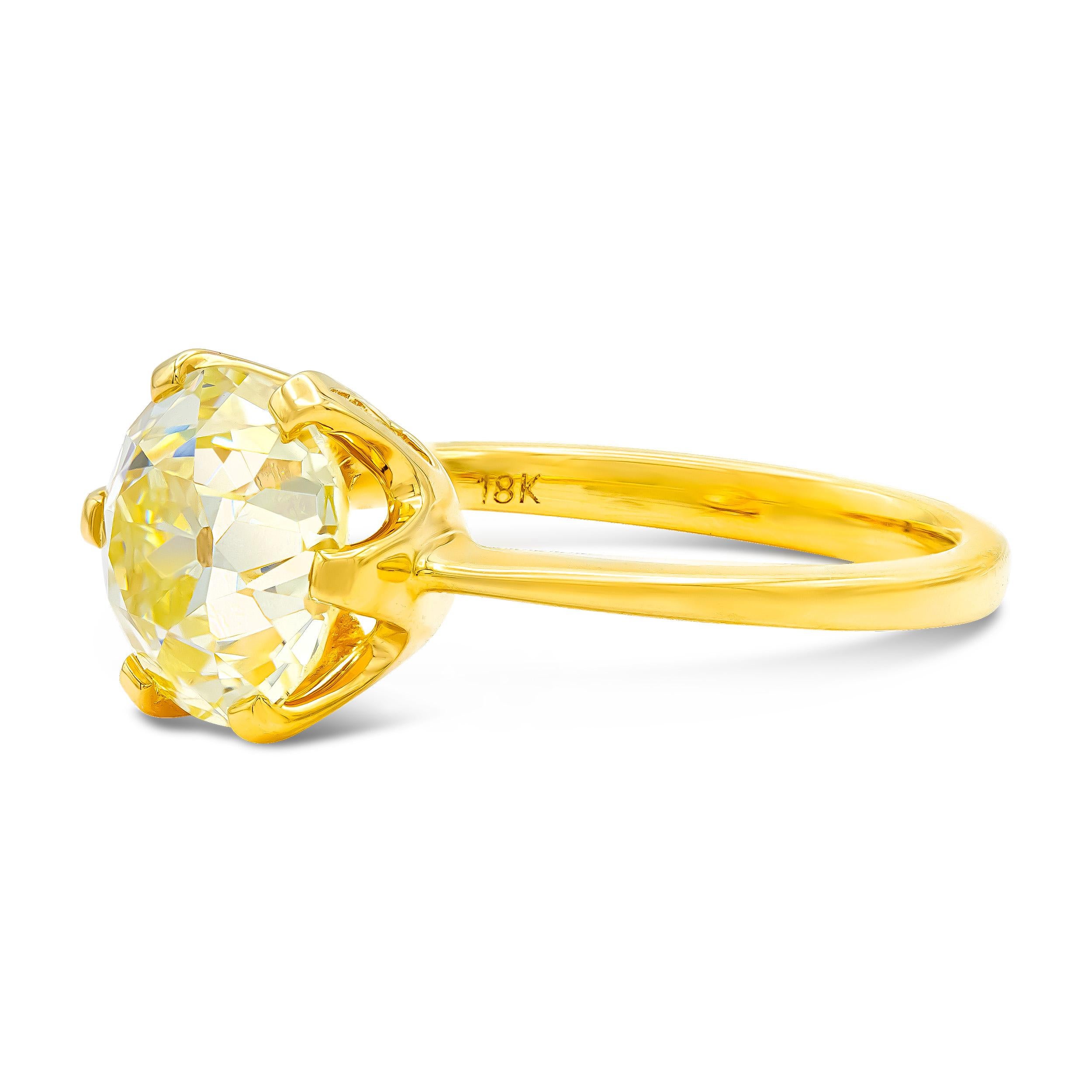 We created our Revived line for those perfectly charming antique diamonds that find us without a home and this piece is no exception. Centered with the most luscious 3.42 carat old Euro, her steep crown and visible culet steal the show. The tapered