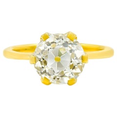 REVIVE GIA 3,42 Karat Solitär Verlobungsring Q-R VS2 aus 18 Karat Gelbgold