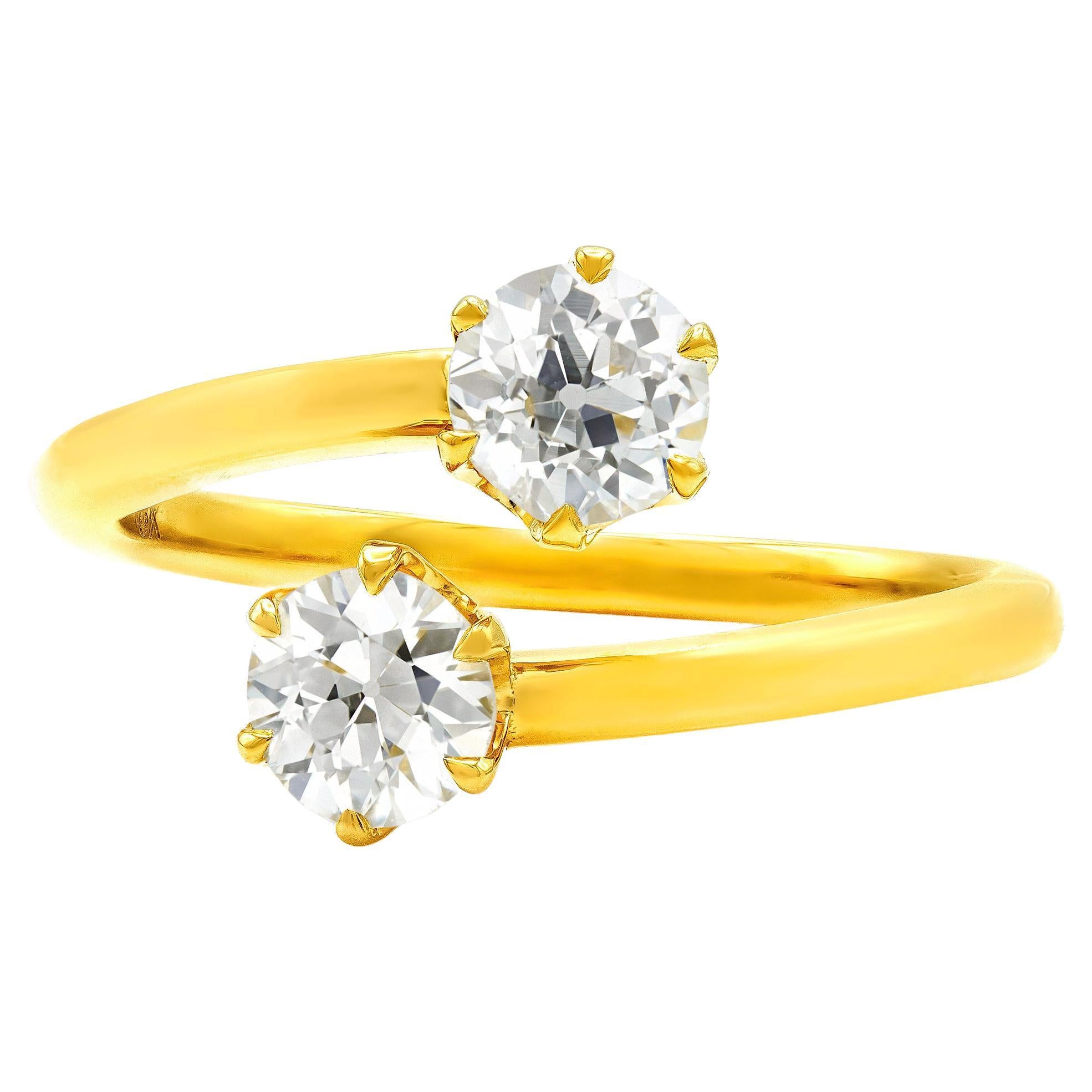 REVIVE GIA Certified 1.00 Ctw. Diamond Bypass Ring in 18k Yellow Gold