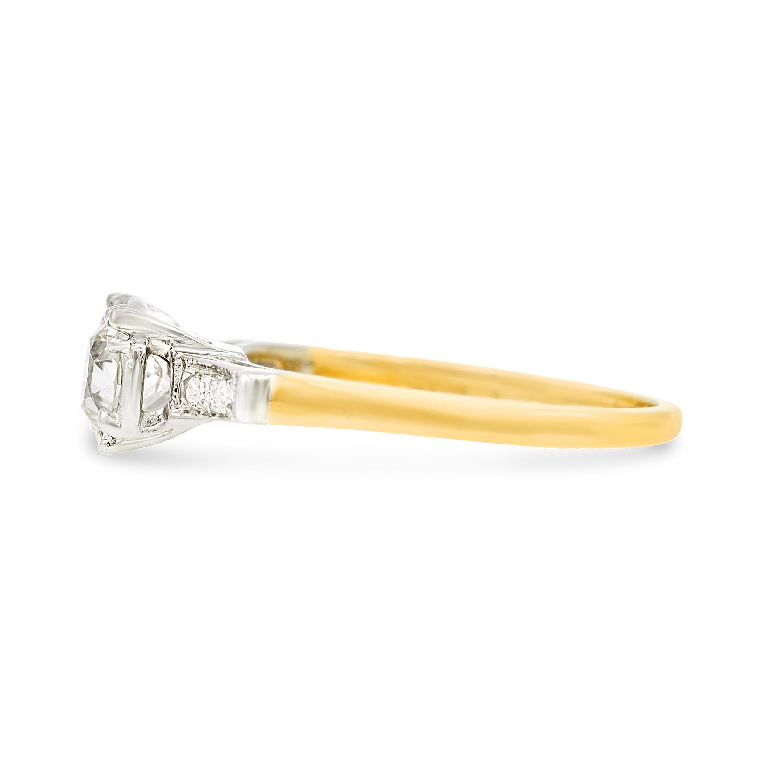 Old European Cut Revive GIA Certified Art Deco 0.51 Ct. Diamond Two-Tone Engagement Ring J SI1